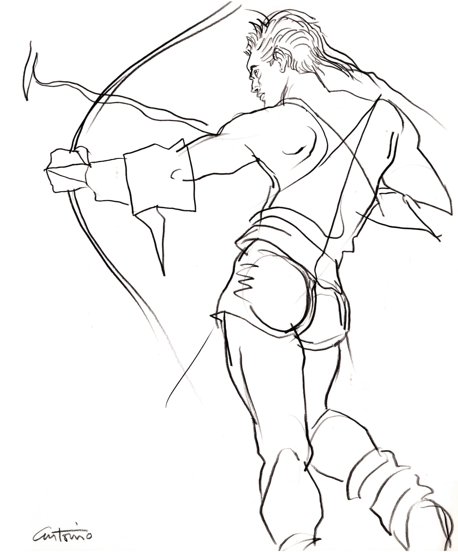 Drawing of archer by Antonio Lopez
