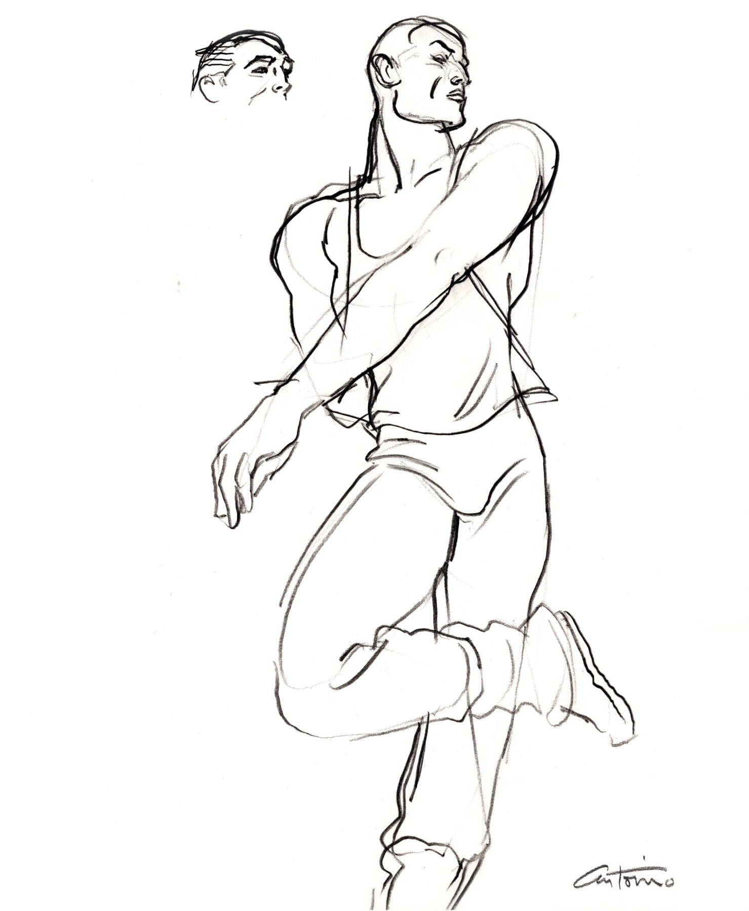 Drawing of male dancer by Antonio Lopez