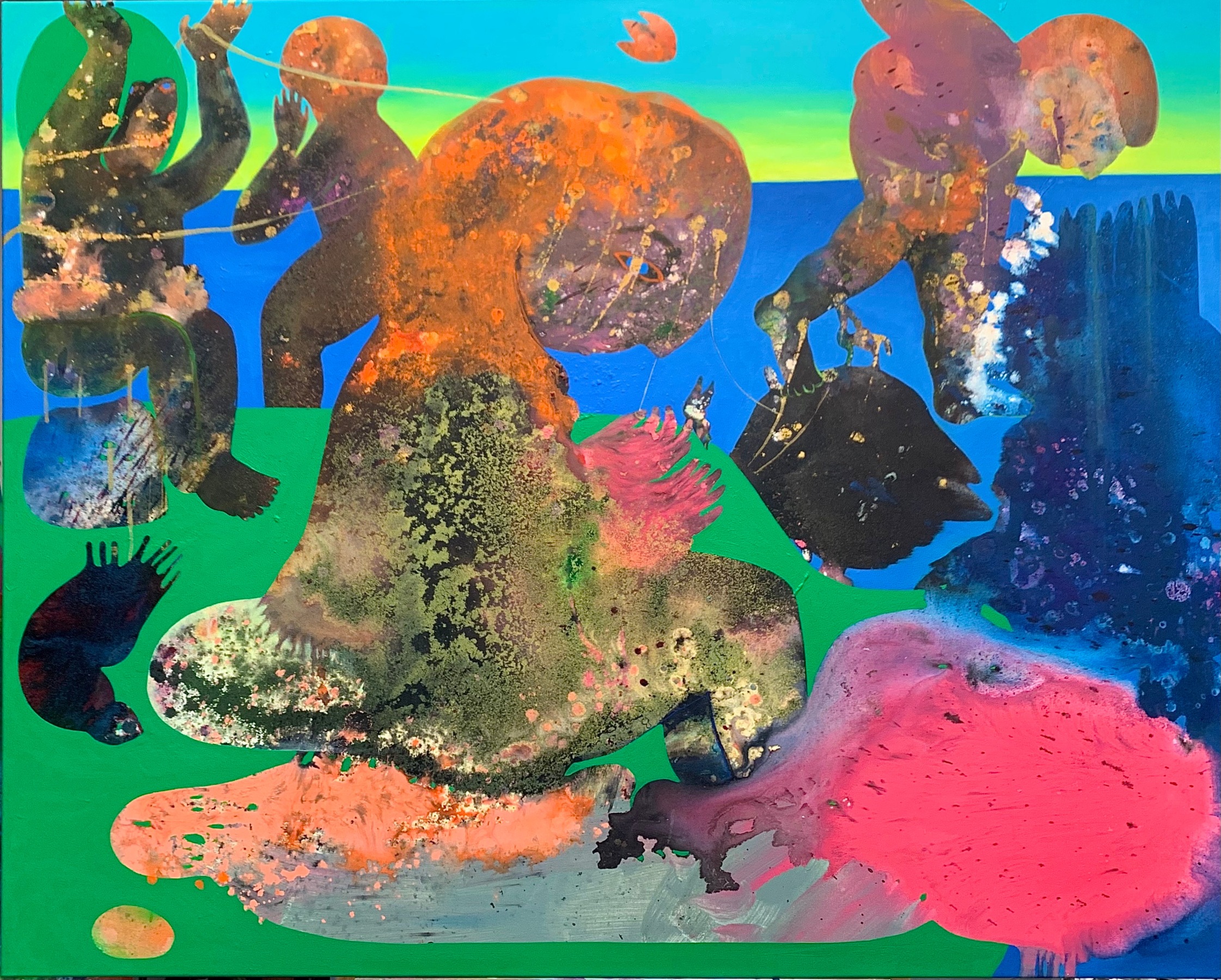 Vian Sora, Traverses, 2022, Mixed media on canvas, 48 x 60 in.