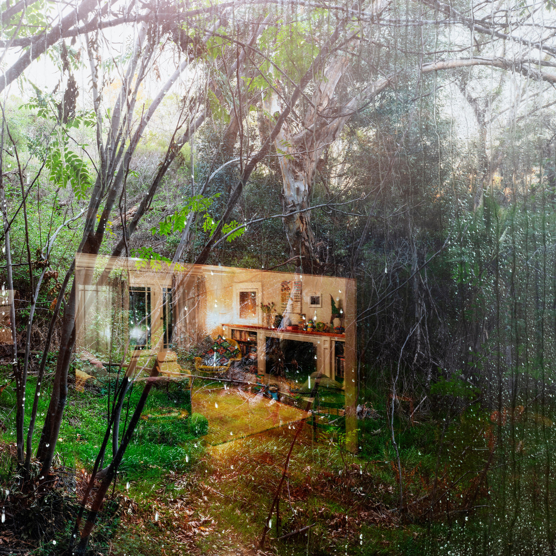 Photograph of Elysian Park with an overlay of a photograph of a living room