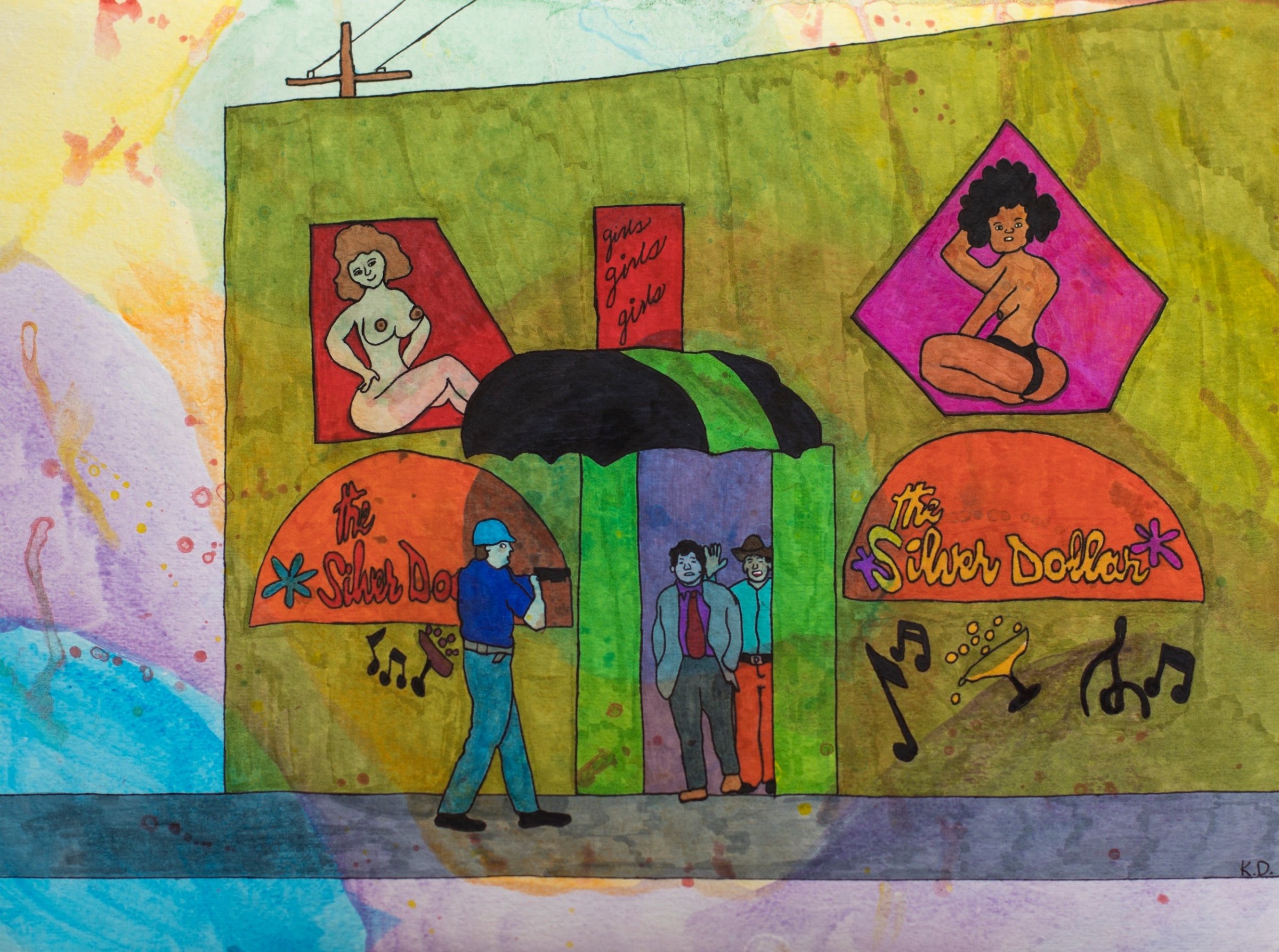 Karla Diaz, The Silver Dollar, 2021, Watercolor and ink on paper, 11 x 15 in.