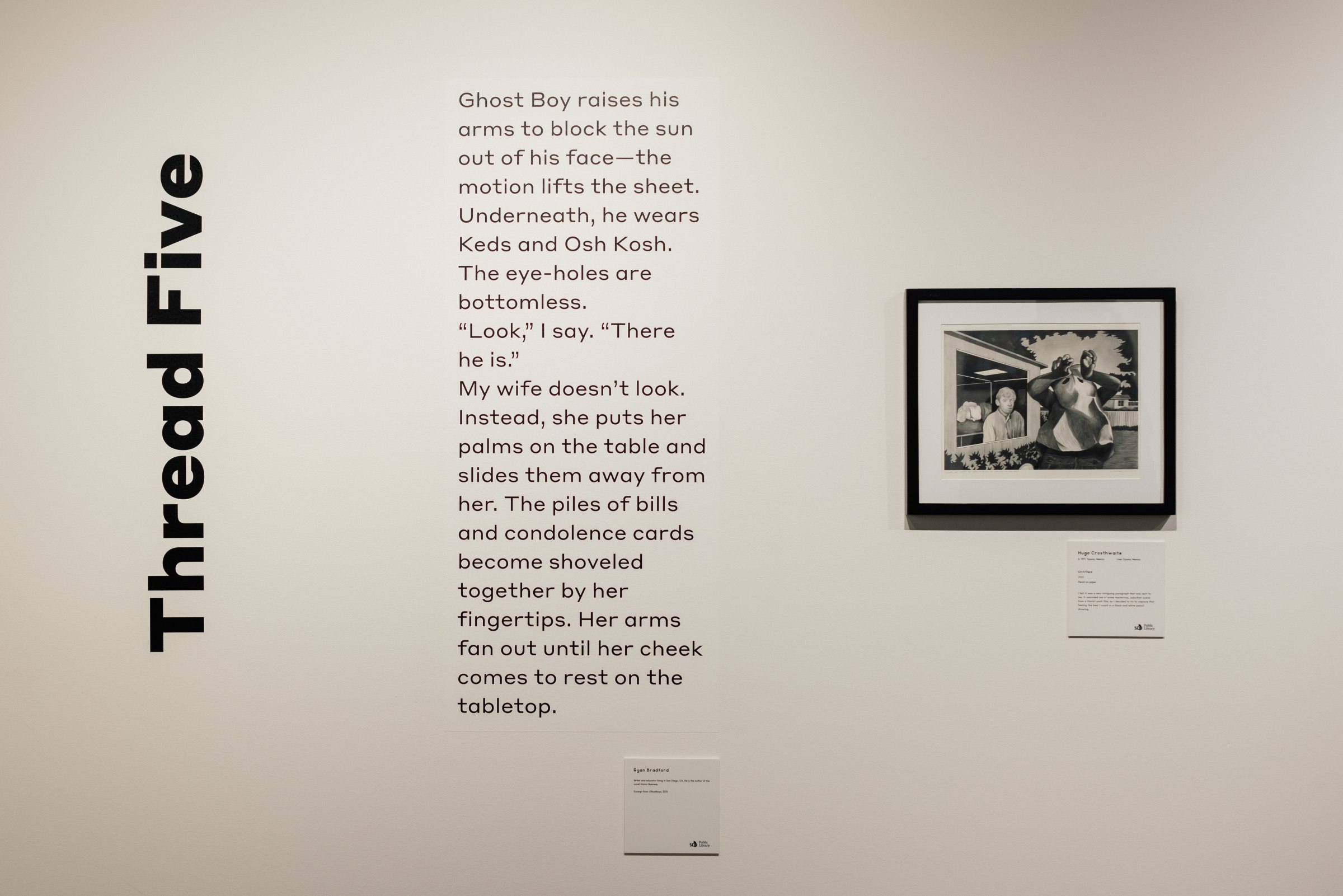 Installation views of Lost in Translation: A Game of Telephone, San Diego Public Library - Visual Arts Program, February 4 - April 15, 2023., Photos by Stacey Keck.