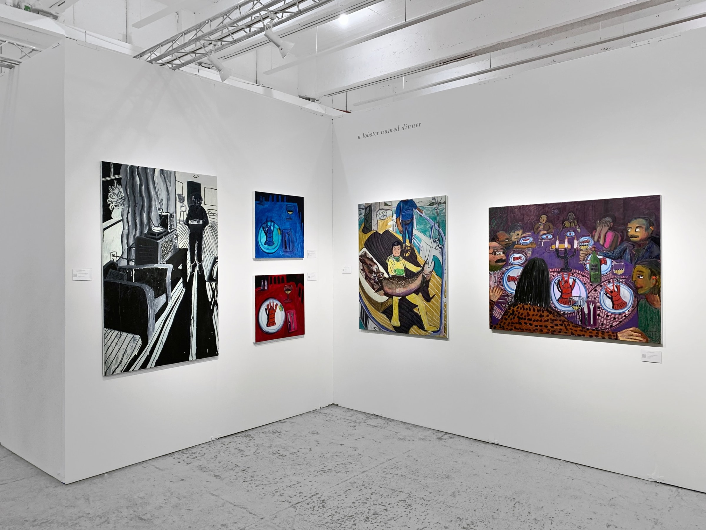 Installation view of AARON MAIER-CARRETERO: a lobster namer dinner, on view at NADA New York from May 18 - 21, 2023