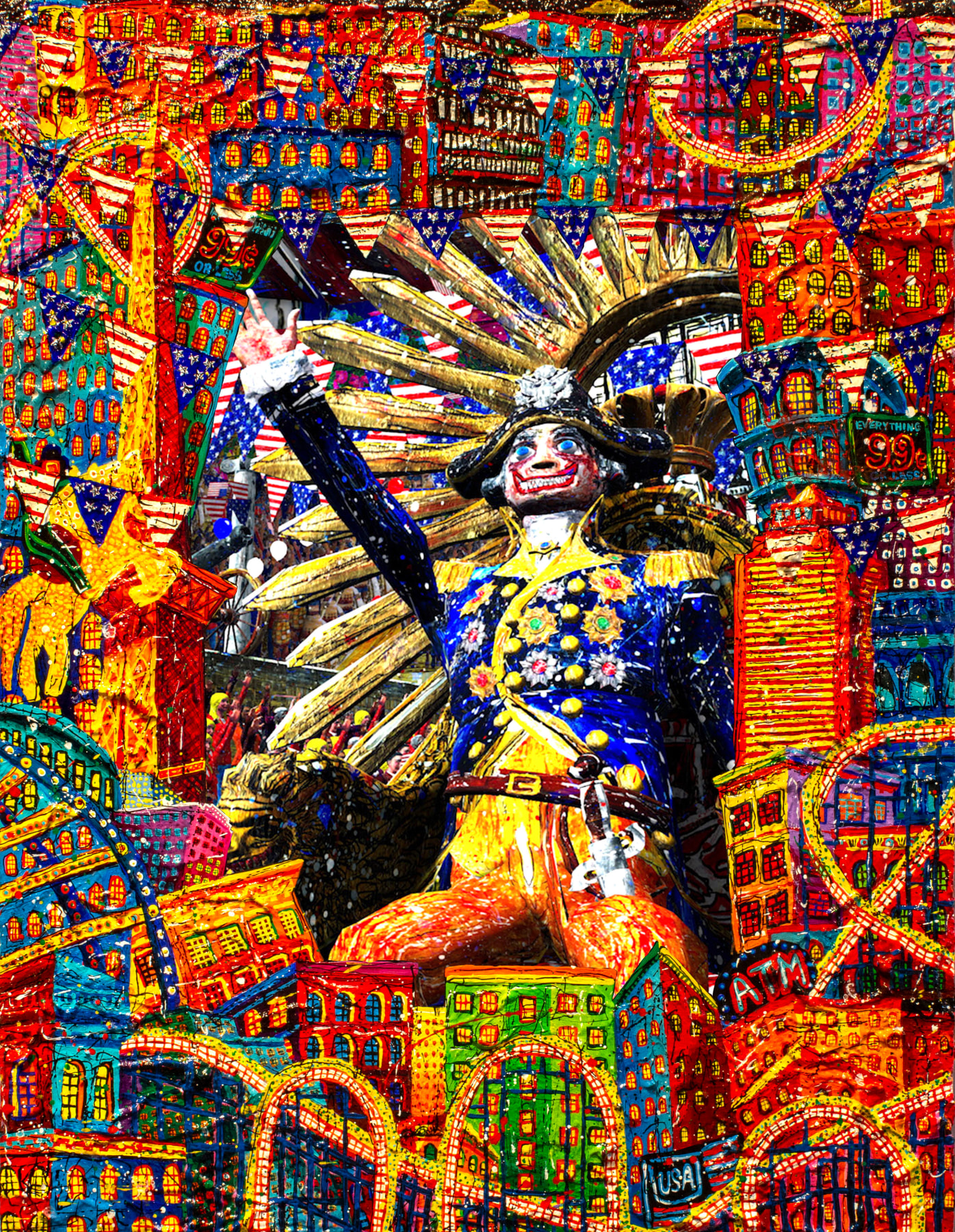 Federico Solmi, &quot;The Trusted Father,&quot; 2019, Animated video-painting in a handmade artist frame