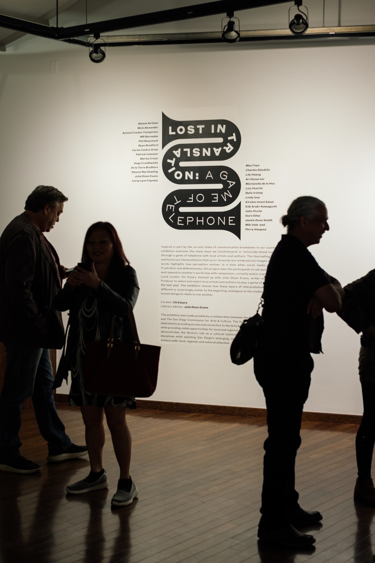 Installation views of Lost in Translation: A Game of Telephone, San Diego Public Library - Visual Arts Program, February 4 - April 15, 2023., Photos by Stacey Keck.