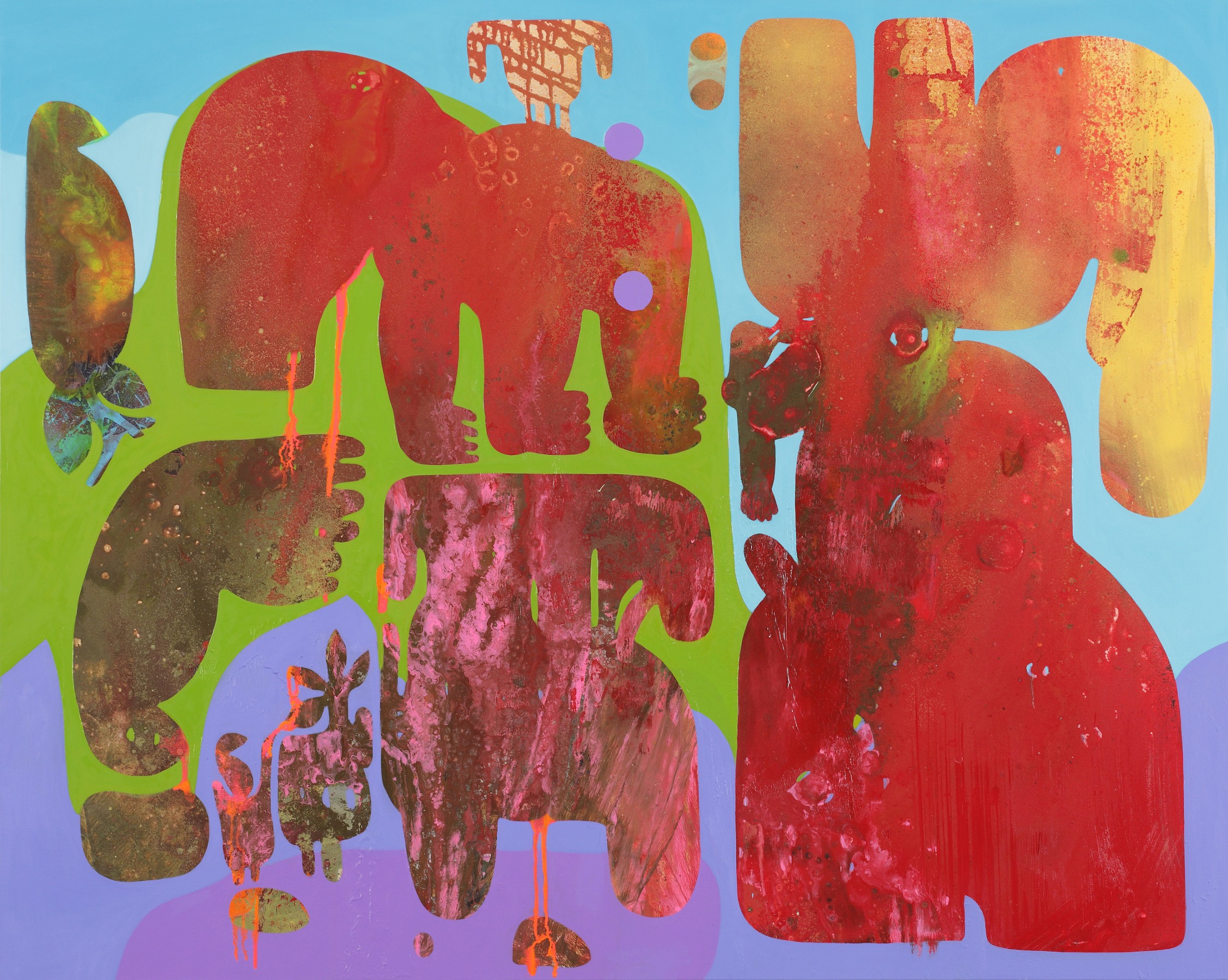 Vian Sora, Ki, 2022, Mixed media and oil on canvas, 48 x 60 in.