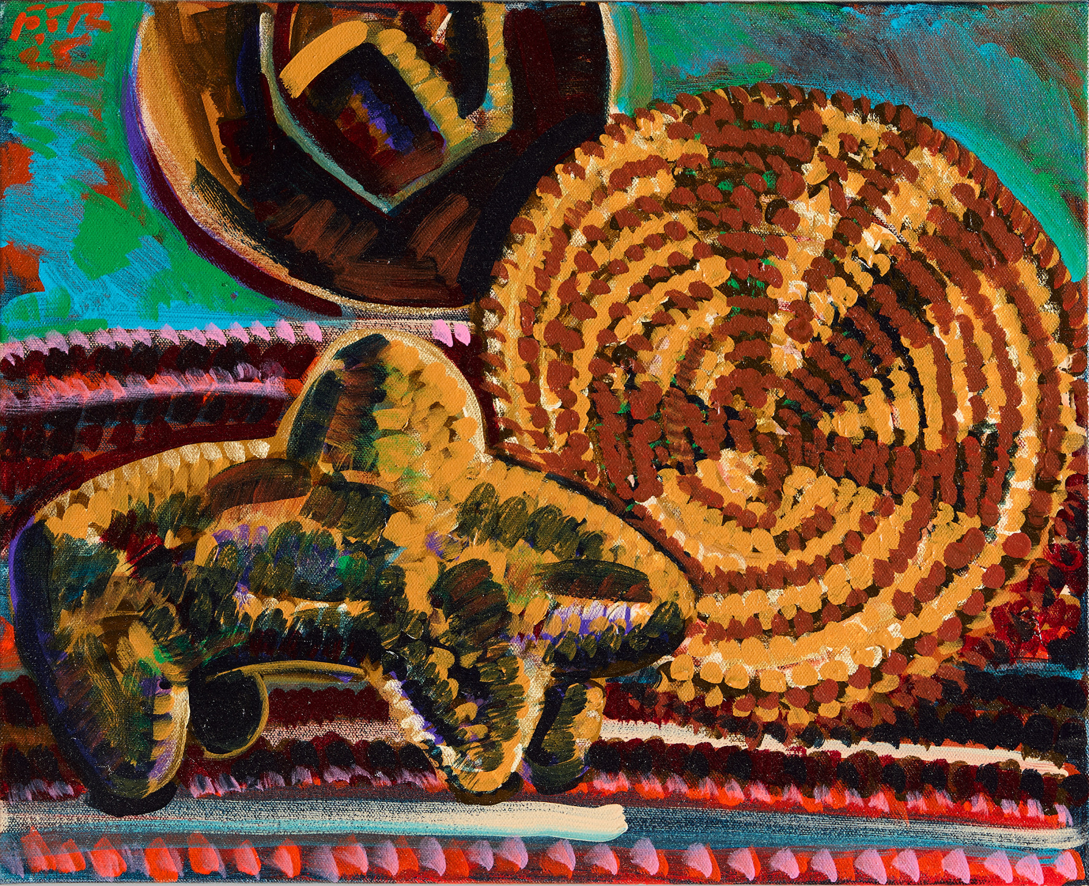 Frank Romero Native American Basket with Buffalo Africaine, 2025