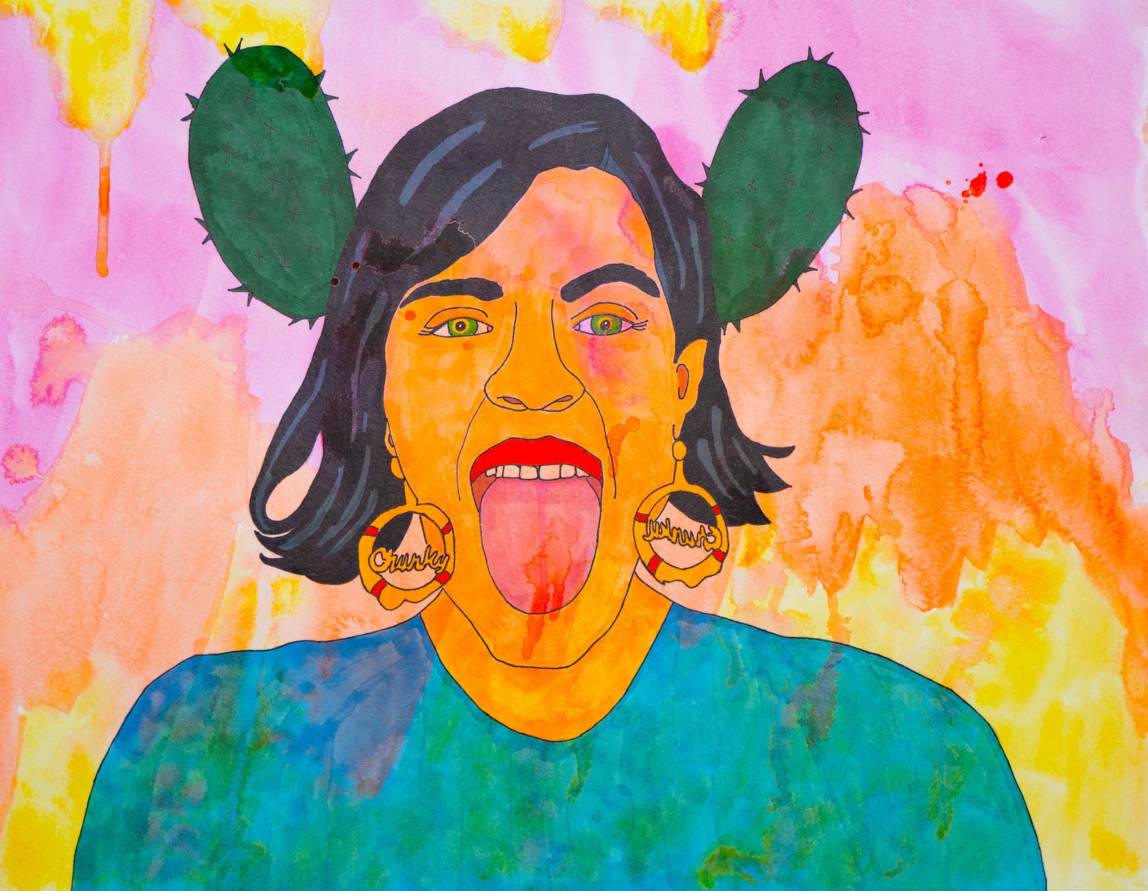 Karla Diaz Self Portrait with Cactus Ears II, 2023