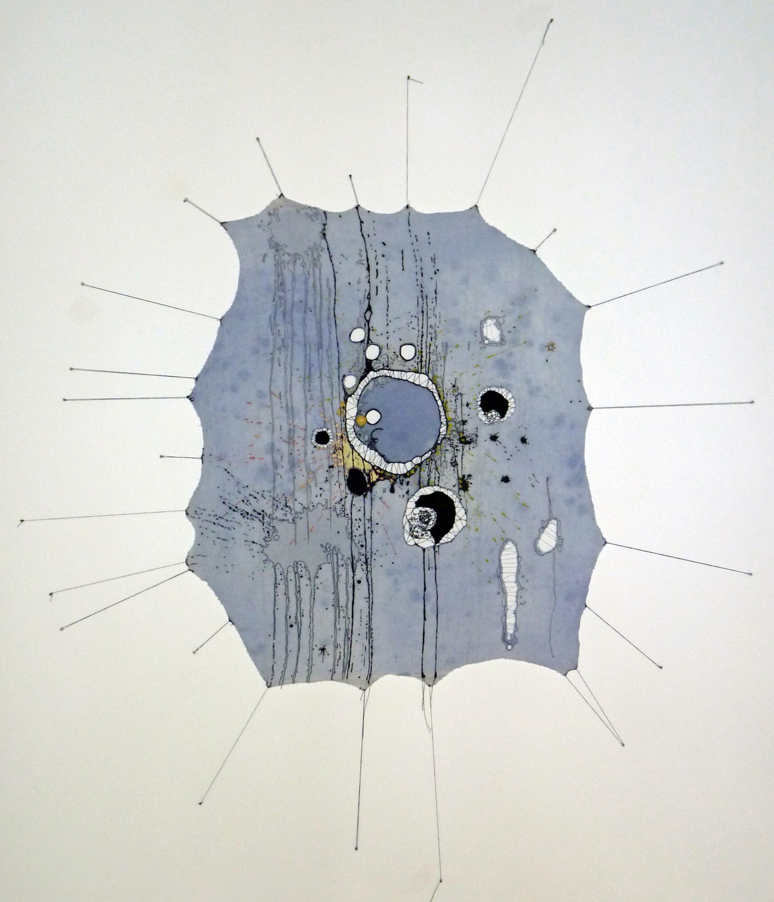 Nava Lubelski Gold Rush, 2011 Thread &amp; velvet on stained canvas ​64 x 54 in.