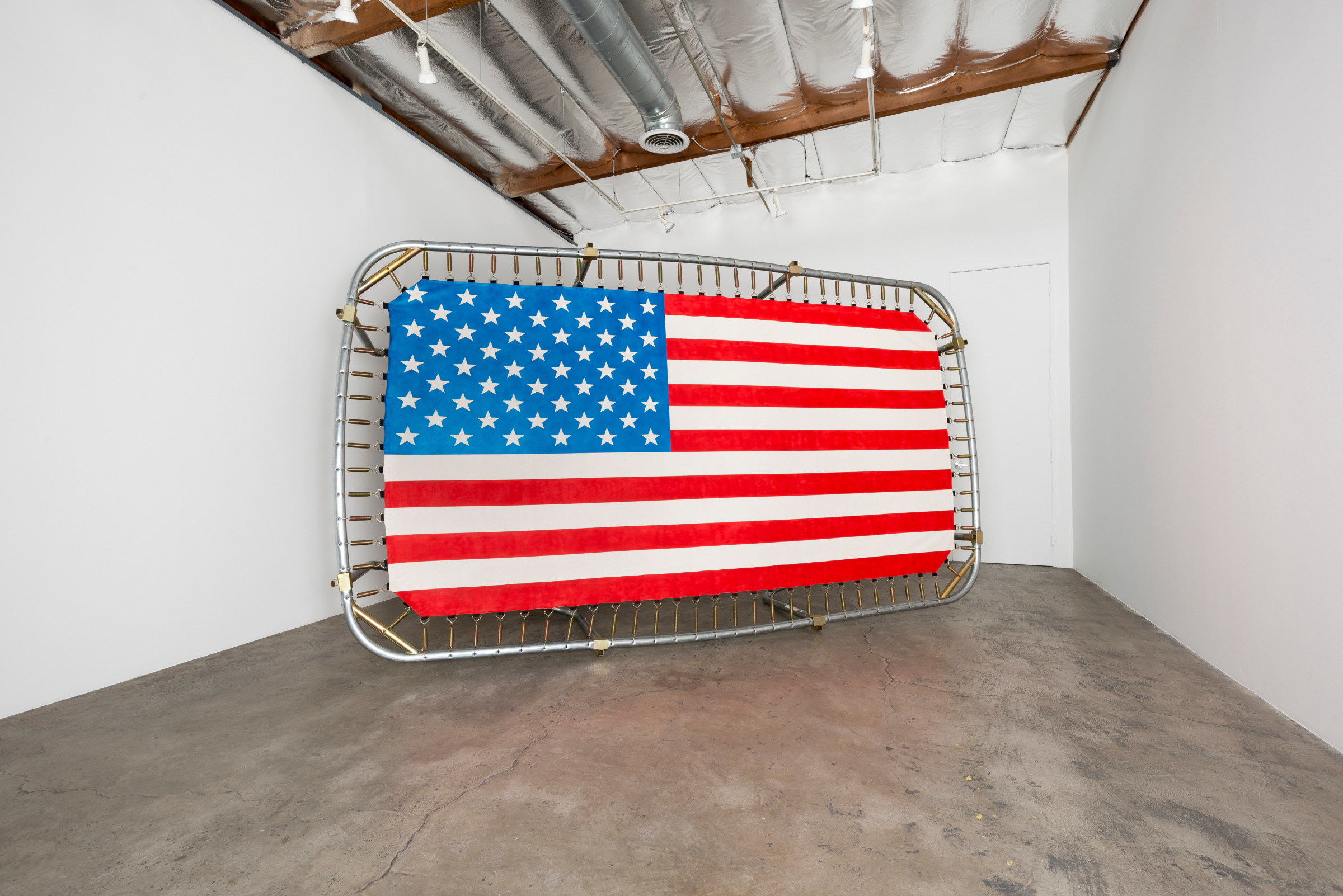 Josh Reames  90 Different Ways, 2017  Acrylic on canvas mounted on trampoline 99.5 x 167 x 38 in