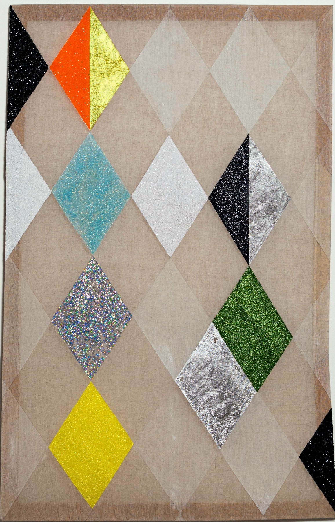 Matthew Carter zzzaaakkk, 2013 Acrylic, glitter, gold and silver leaf on raw linen 49 x 31 in.