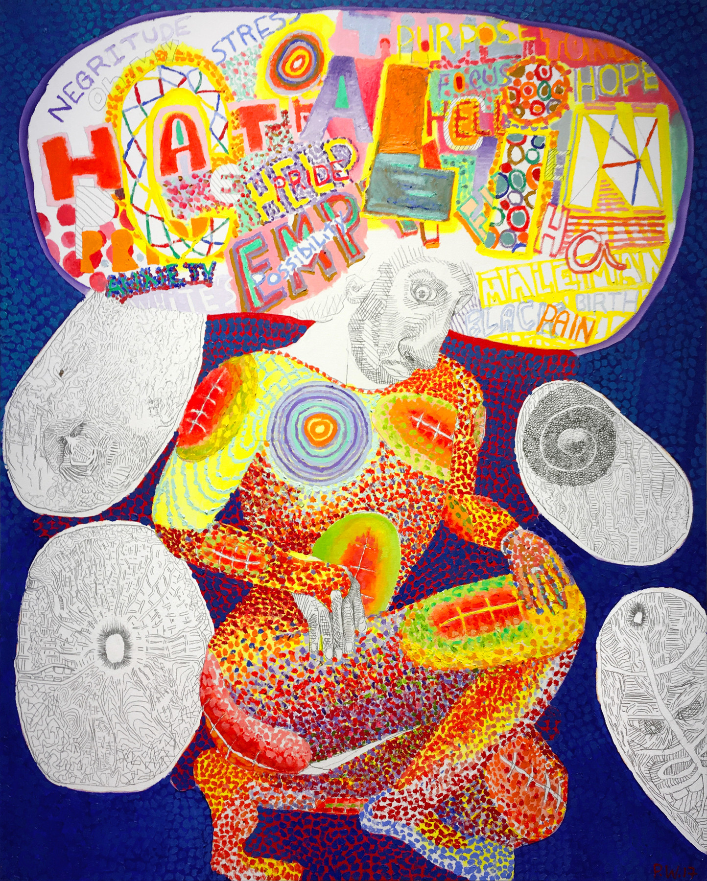 Peter Williams Special K, Kneeling, 2017 Oil on canvas with pencil 50 x 40 in.