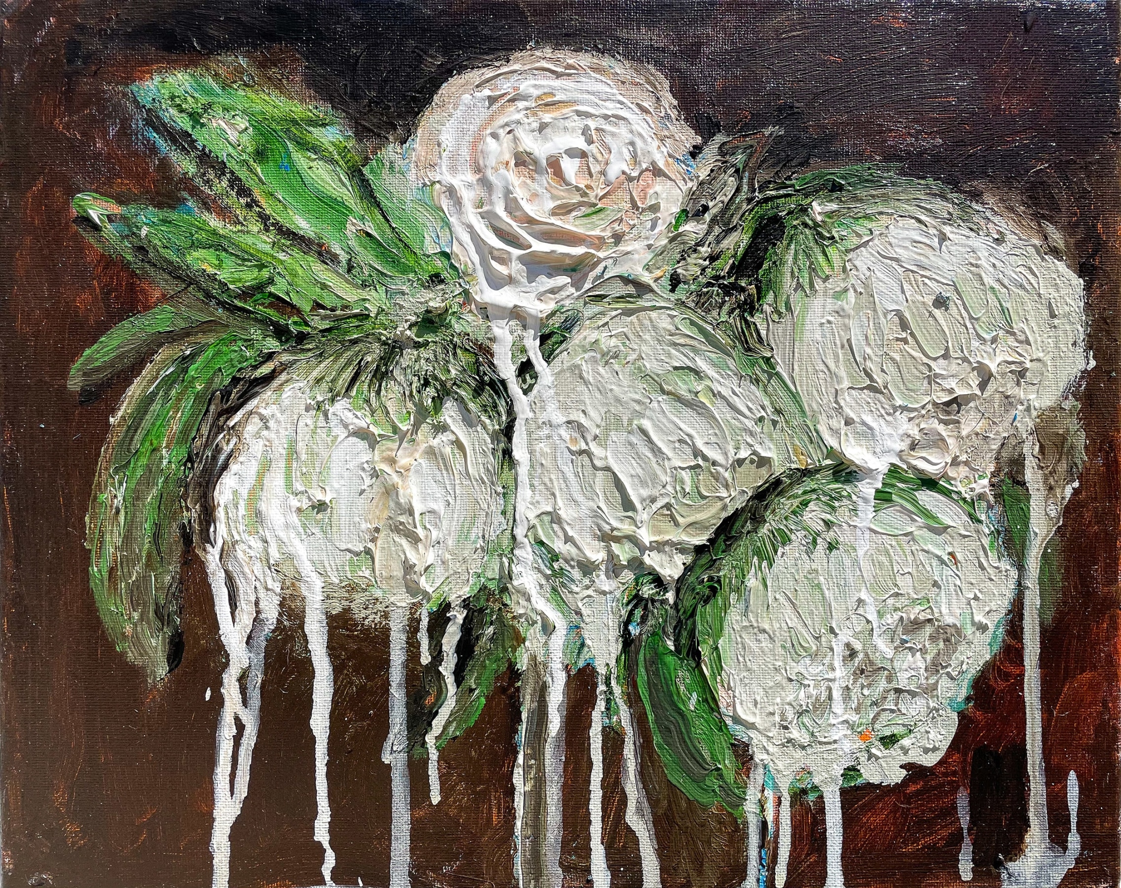 Aaron Maier-Carretero five blooms on brown, 2023