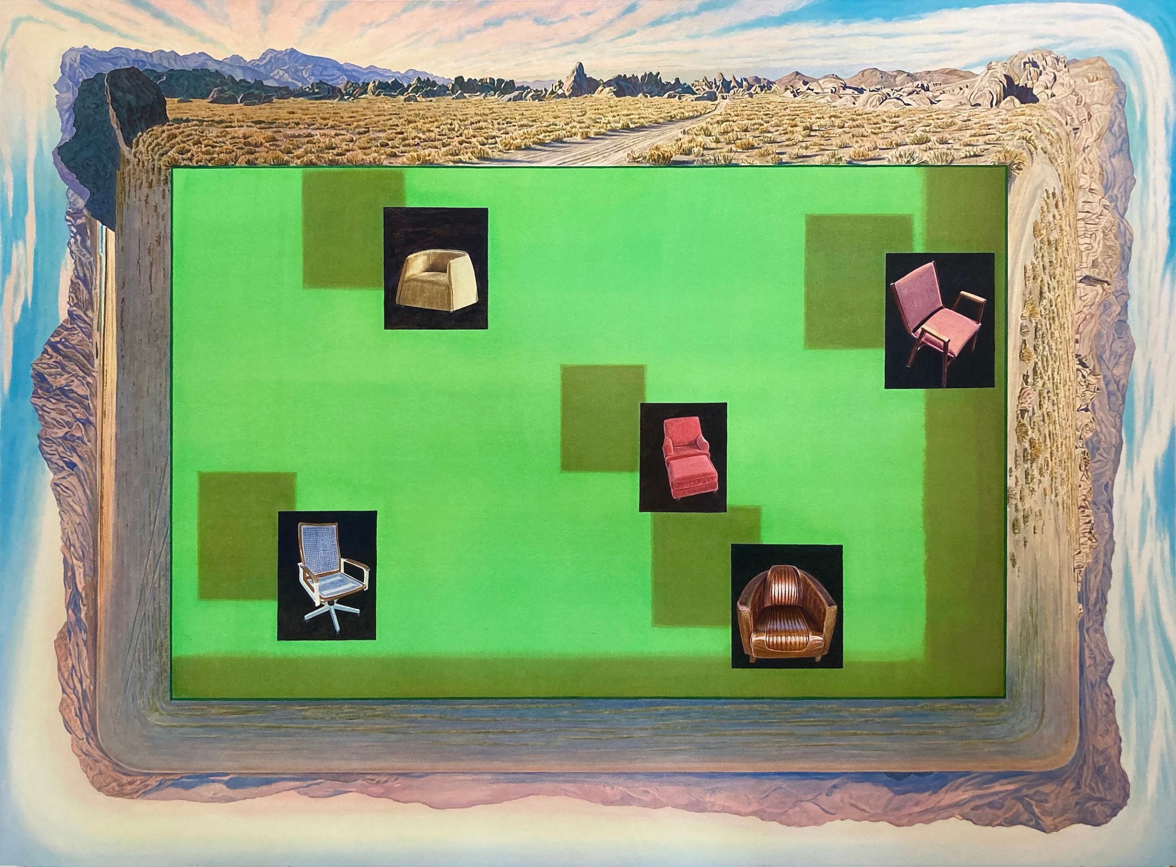 Tristram Lansdowne, Cover Up, 2022, Watercolor on paper, 30 x 40 in.