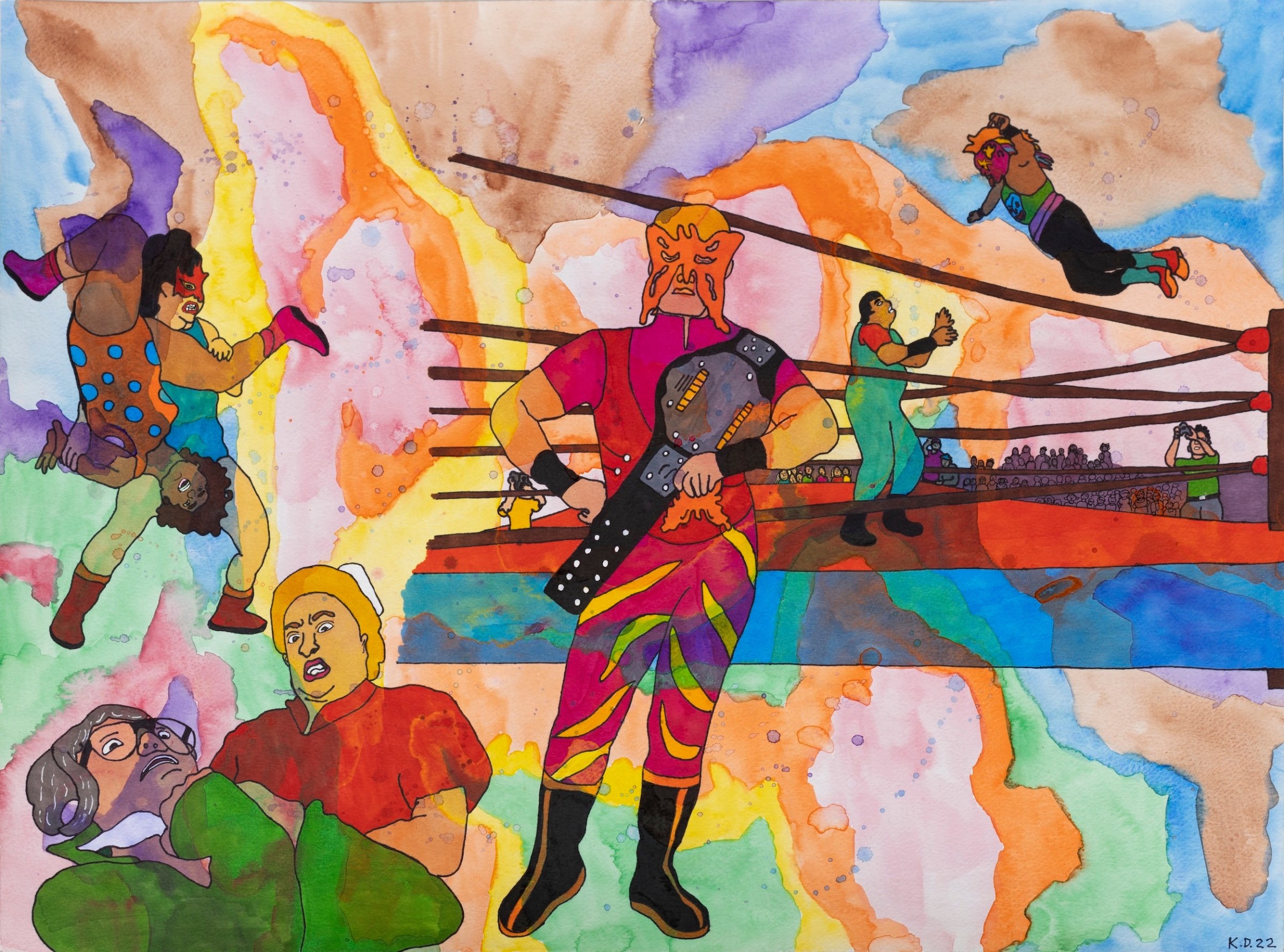 Karla Diaz, La Mata Viejitas, 2022, Watercolor and ink on paper, 15 x 20 in.