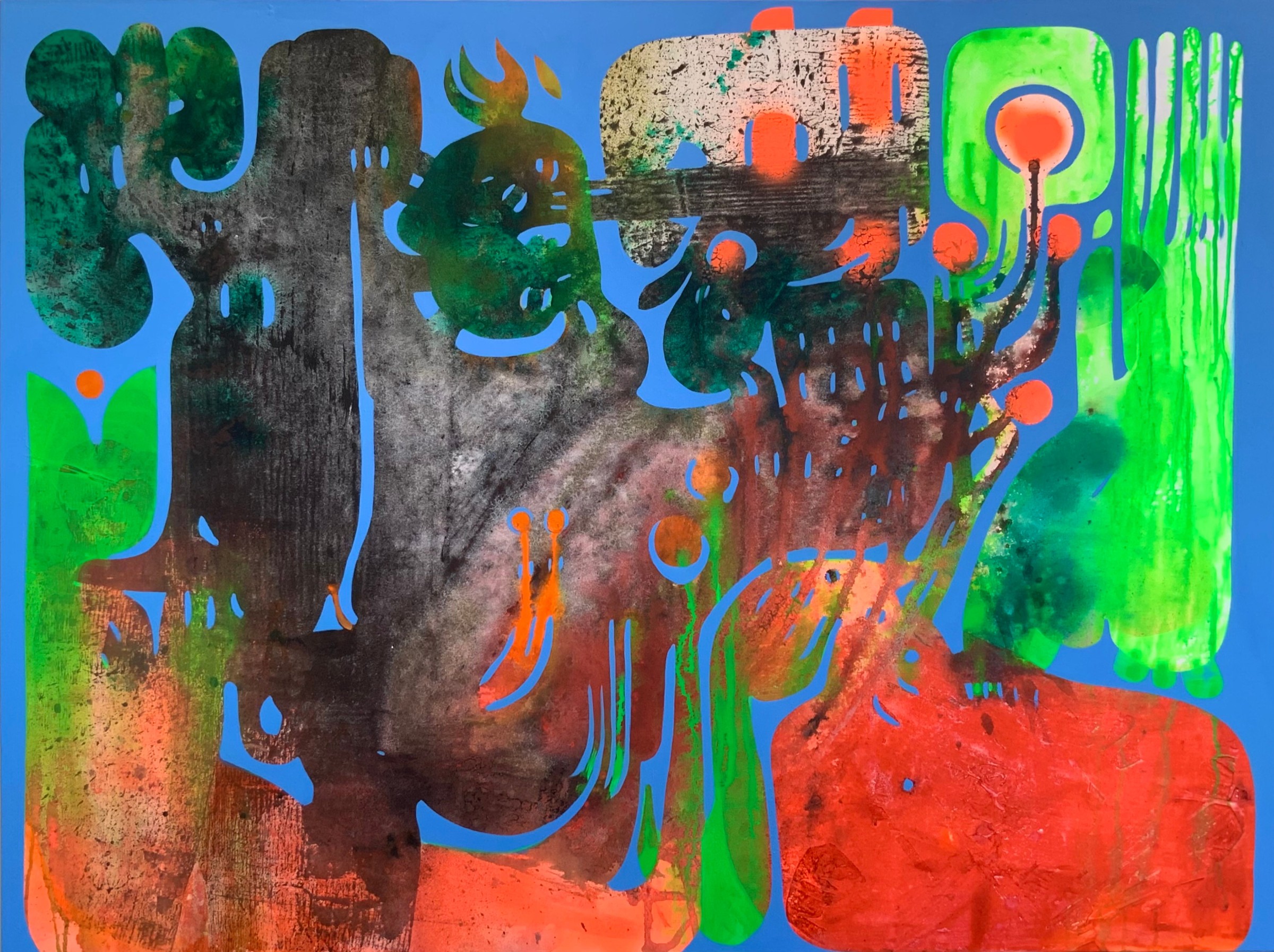 Vian Sora, Rooted, 2022, Oil and mixed media on canvas, 36 x 48 in.