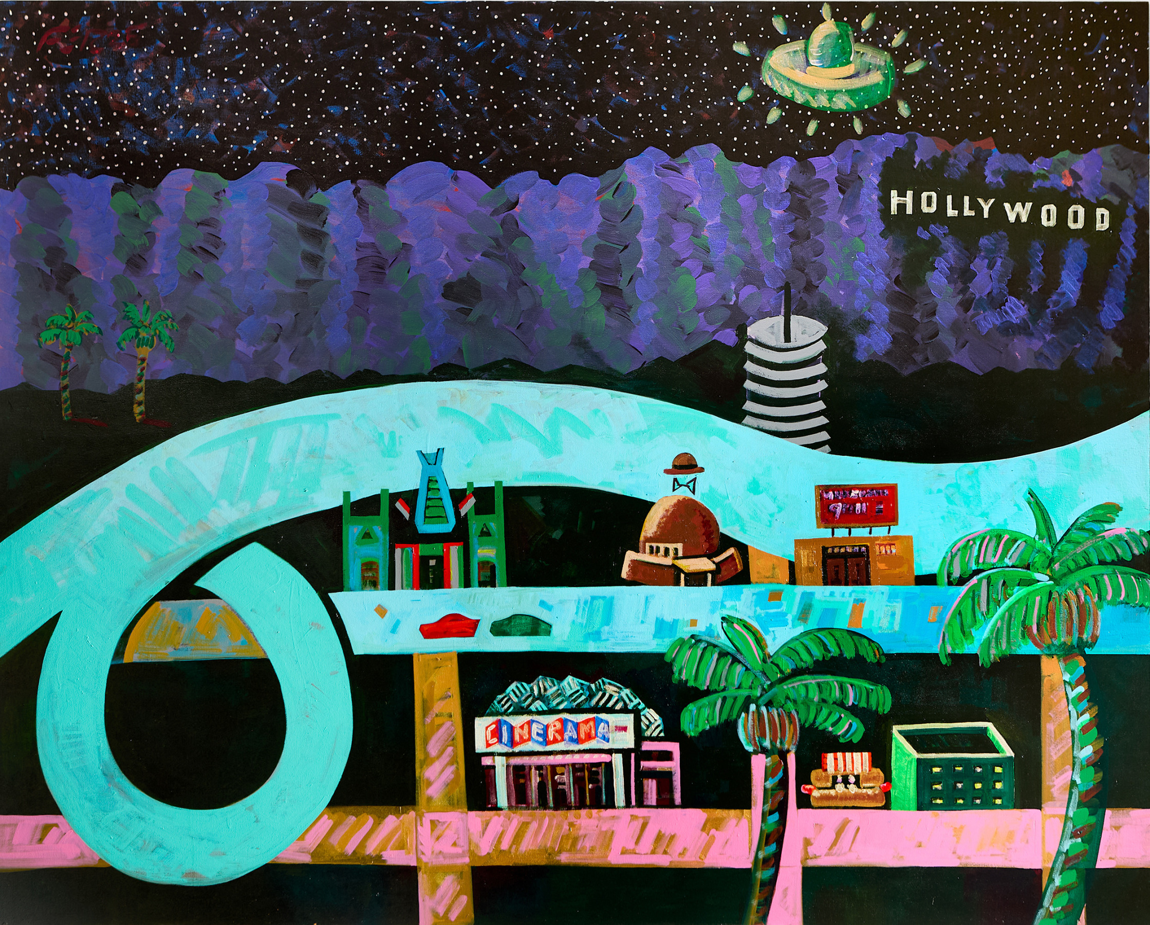 Frank Romero Saucers Seen Over Hollywood, 2025