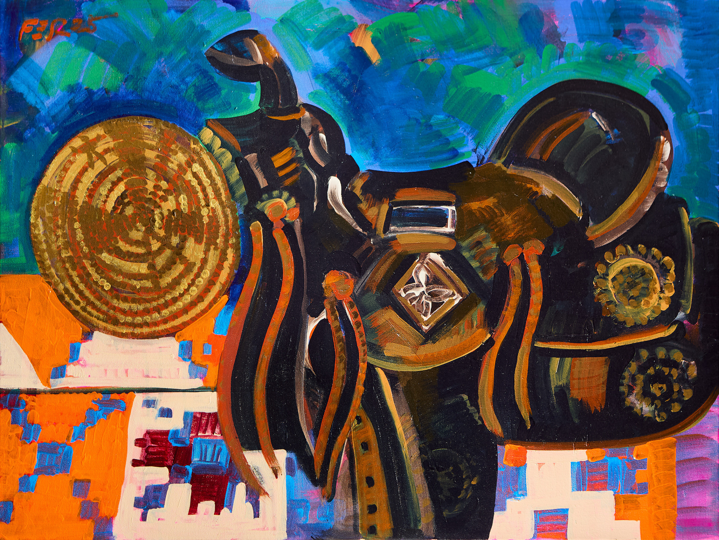 Frank Romero Saddle J.W. Farrell and Apache Medicine Basket, 2025