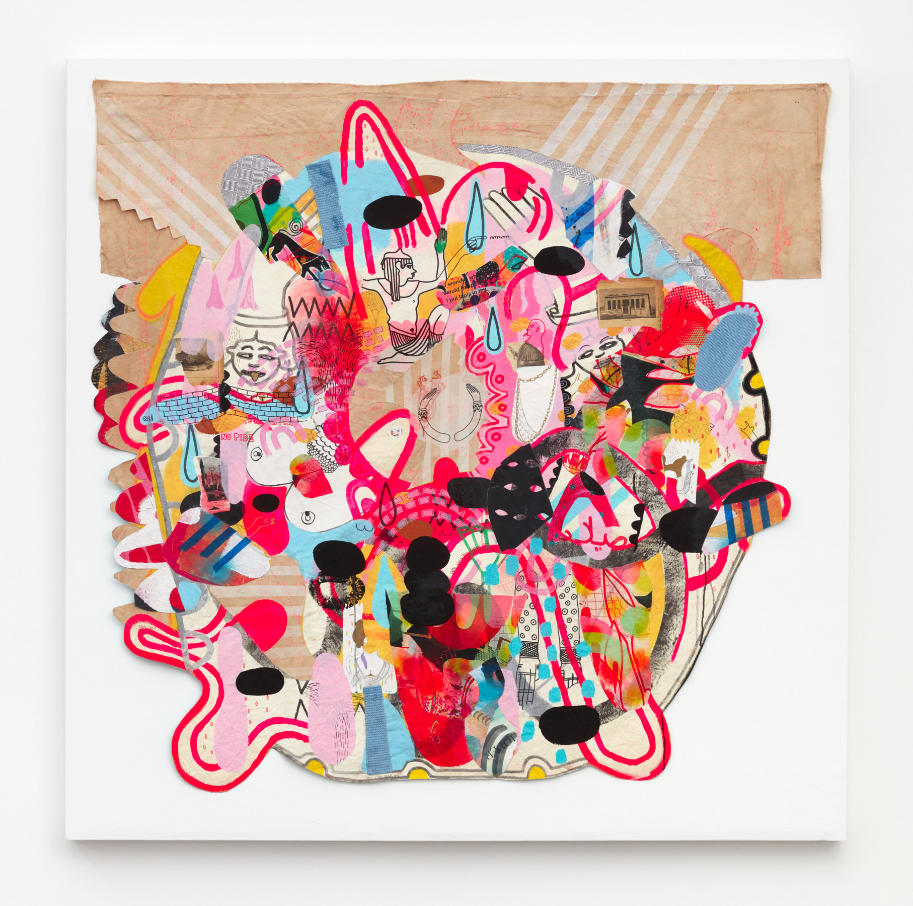 Jackie Milad, Birth (Milad) 1, 2022, Mixed media on hand dyed canvas collage, 72 x 72 in.