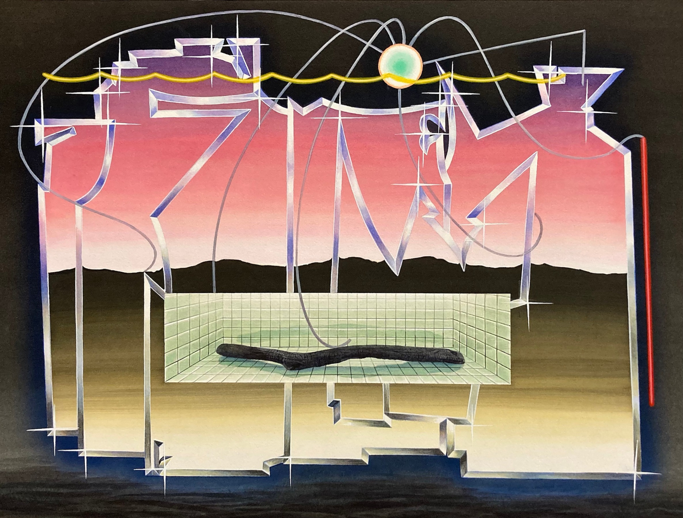 Tristram Lansdowne, Sequel (After Man Ray), 2022, Watercolor on paper, 17.75 x 23.75 in.