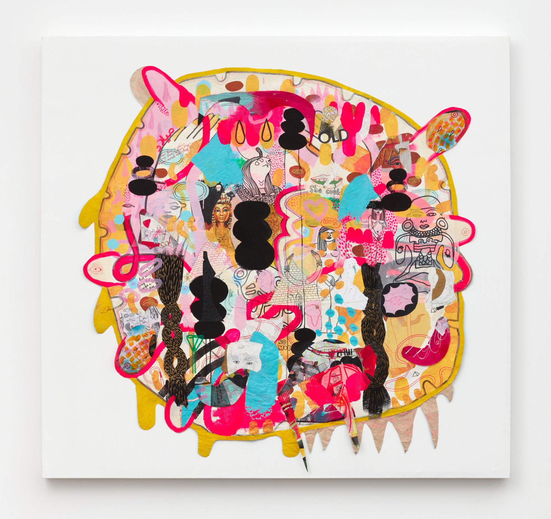 Jackie Milad, Birth (Milad) 3, 2022, Mixed media on hand dyed canvas collage, 68 x 72 in.