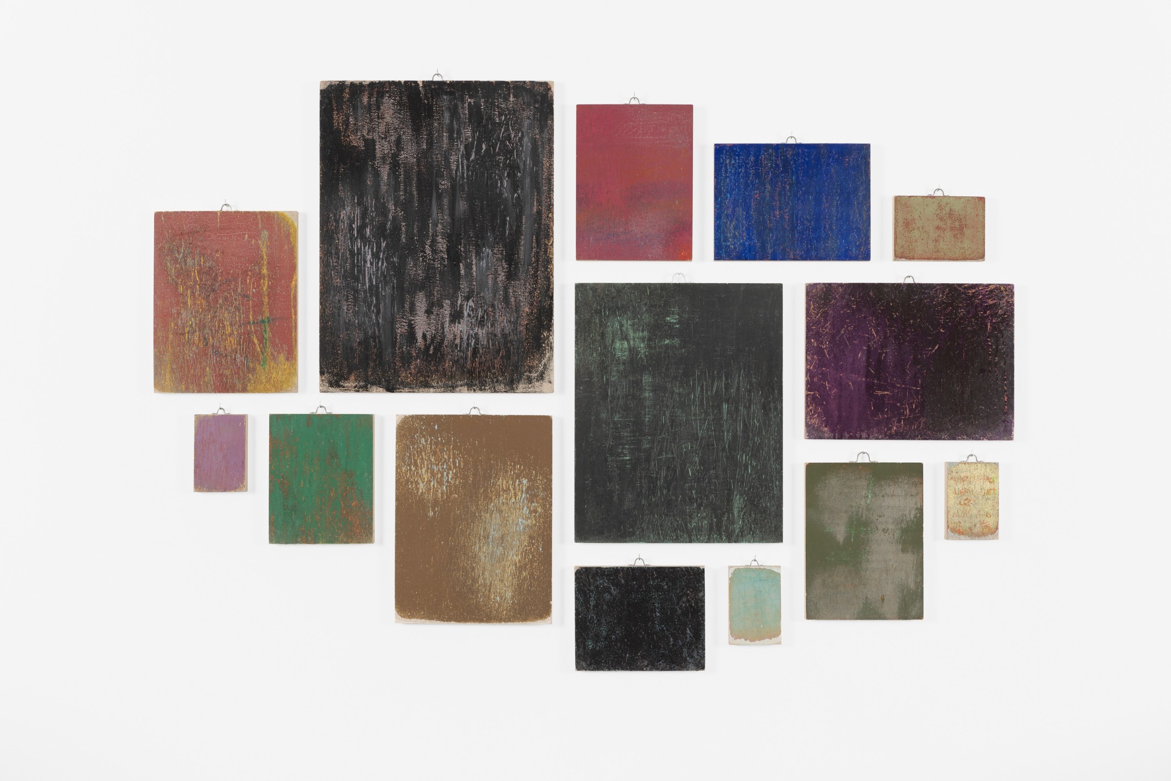 Margie Livingston Darker, 2019 Gouache and acrylic on 14 panels Approx. 44.5 x 66 x 1 in.