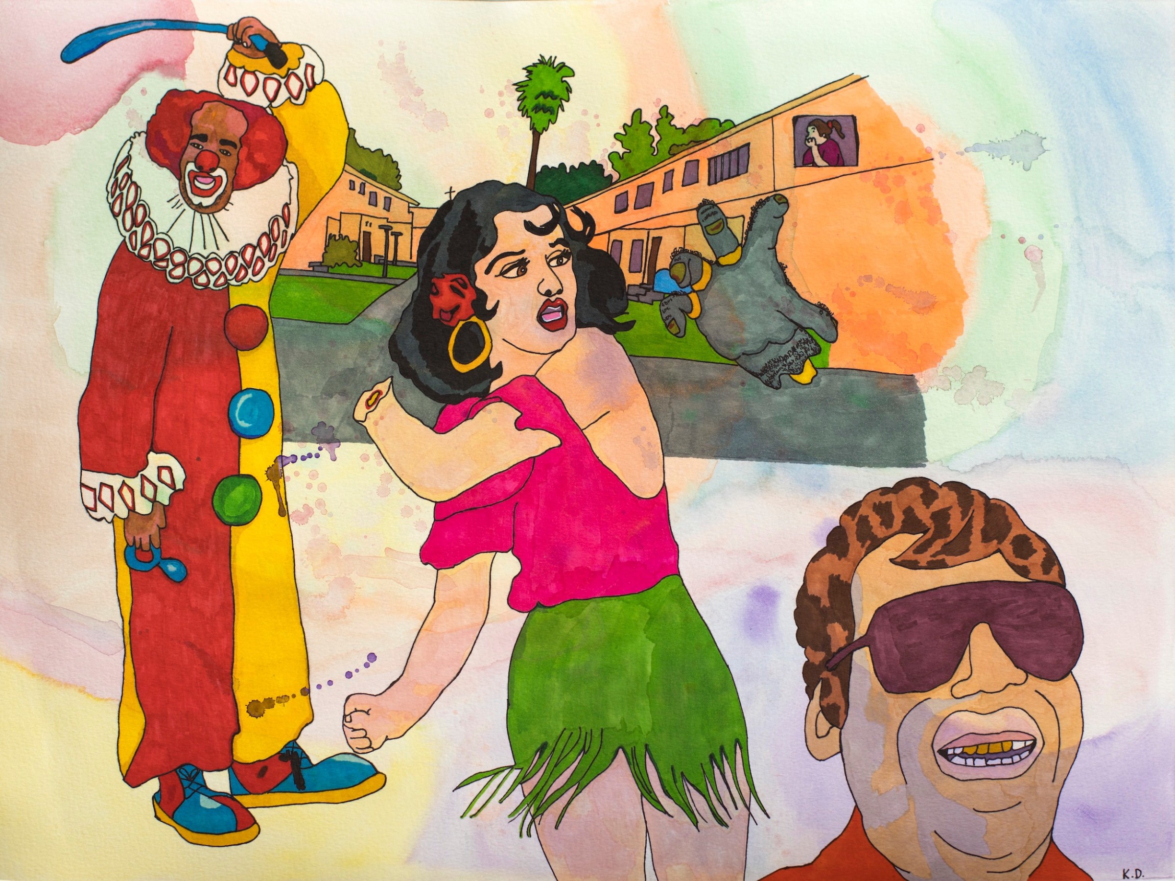 Karla Diaz, Homey Don't Play That!, 2021, Watercolor and ink on paper, 15 x 20 in.