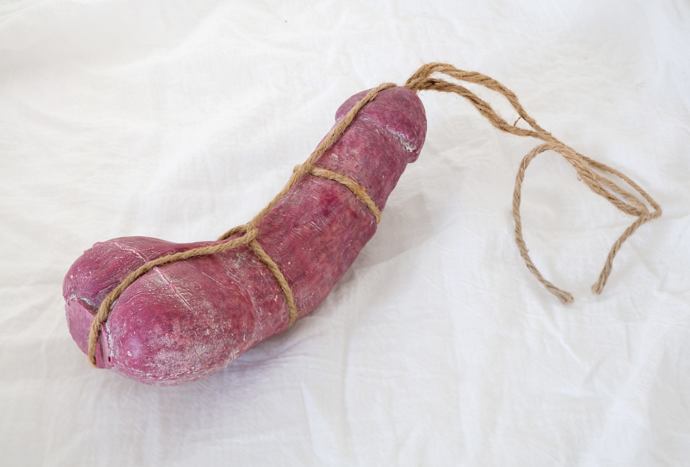 Miyoshi Barosh, Untitled Penis, glass sculpture bound in twine from 2015