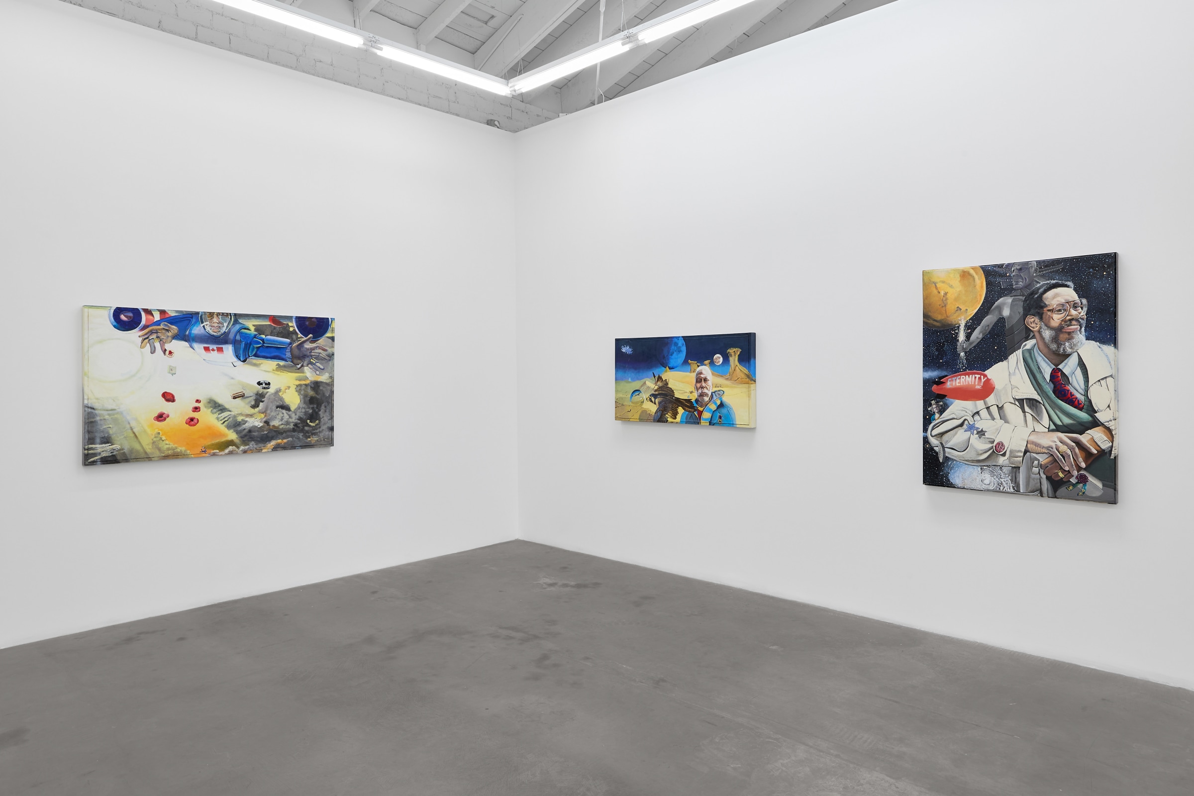 Installation view of JIM ADAMS: Flight of Mirrors, on view April 19 &ndash; May 31, 2025