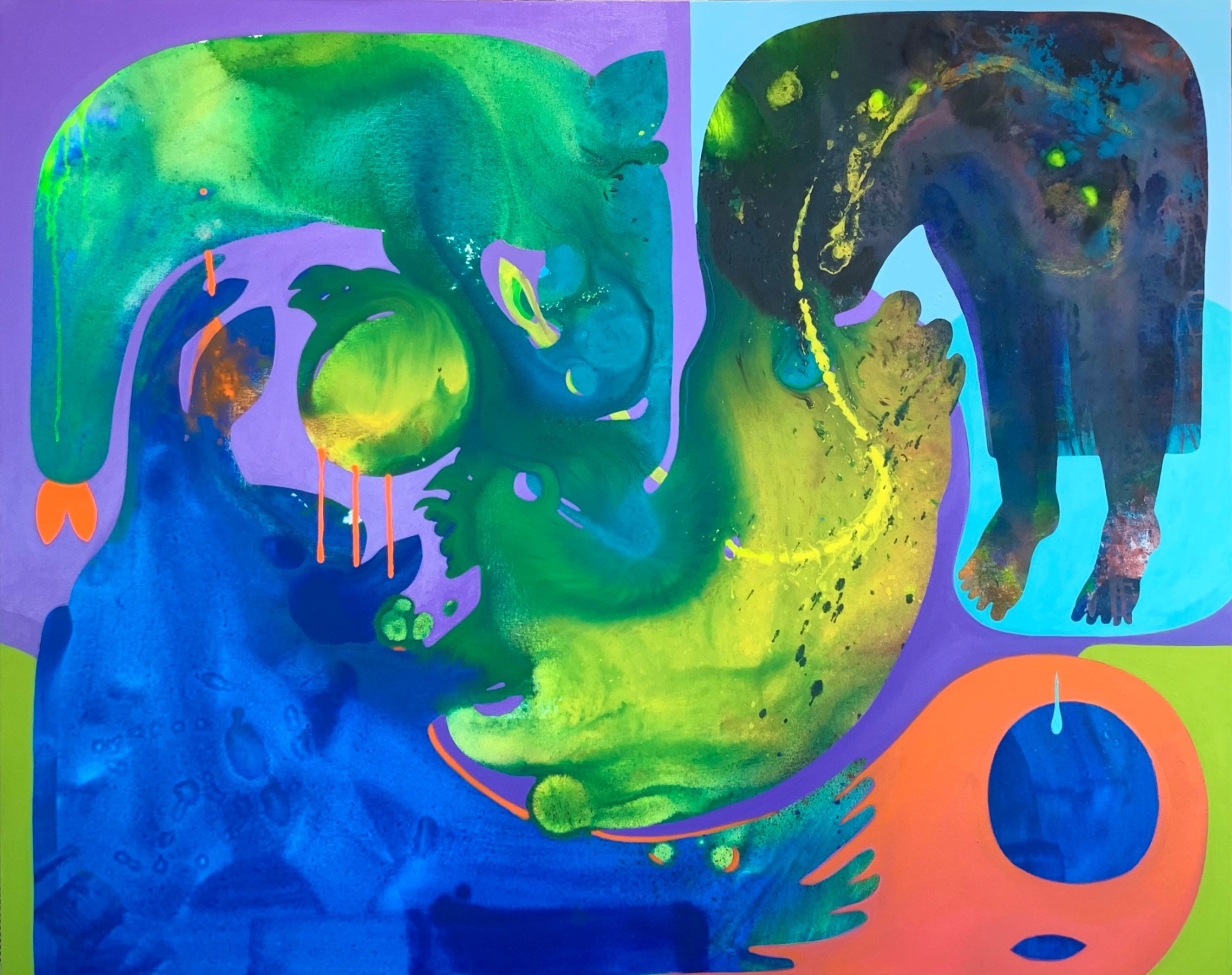 Vian Sora, An, 2022, Mixed media and oil on canvas, 48 x 60 in.