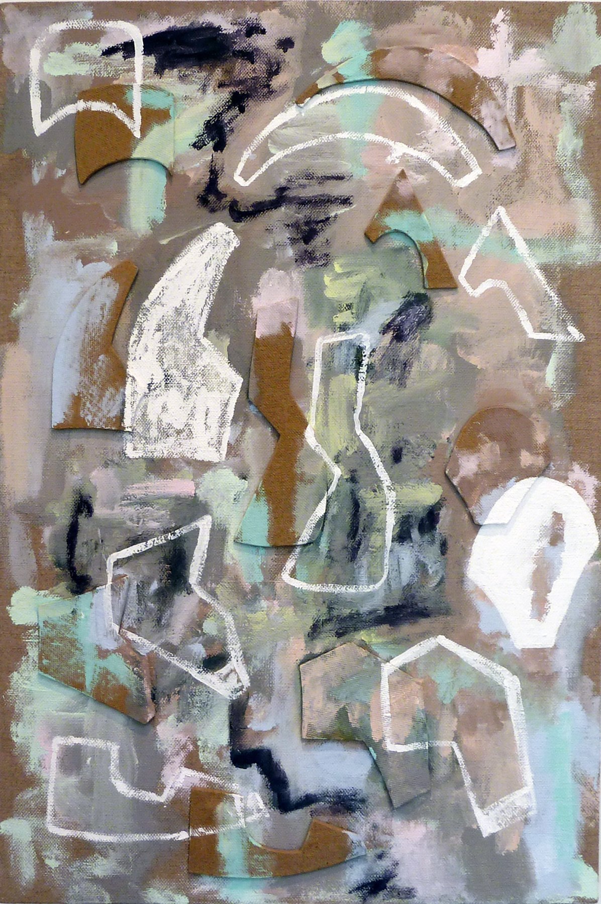 Molly Larkey  Over, Under, 2013 Acrylic and ceramic on linen over panel ​36 x 24 in.