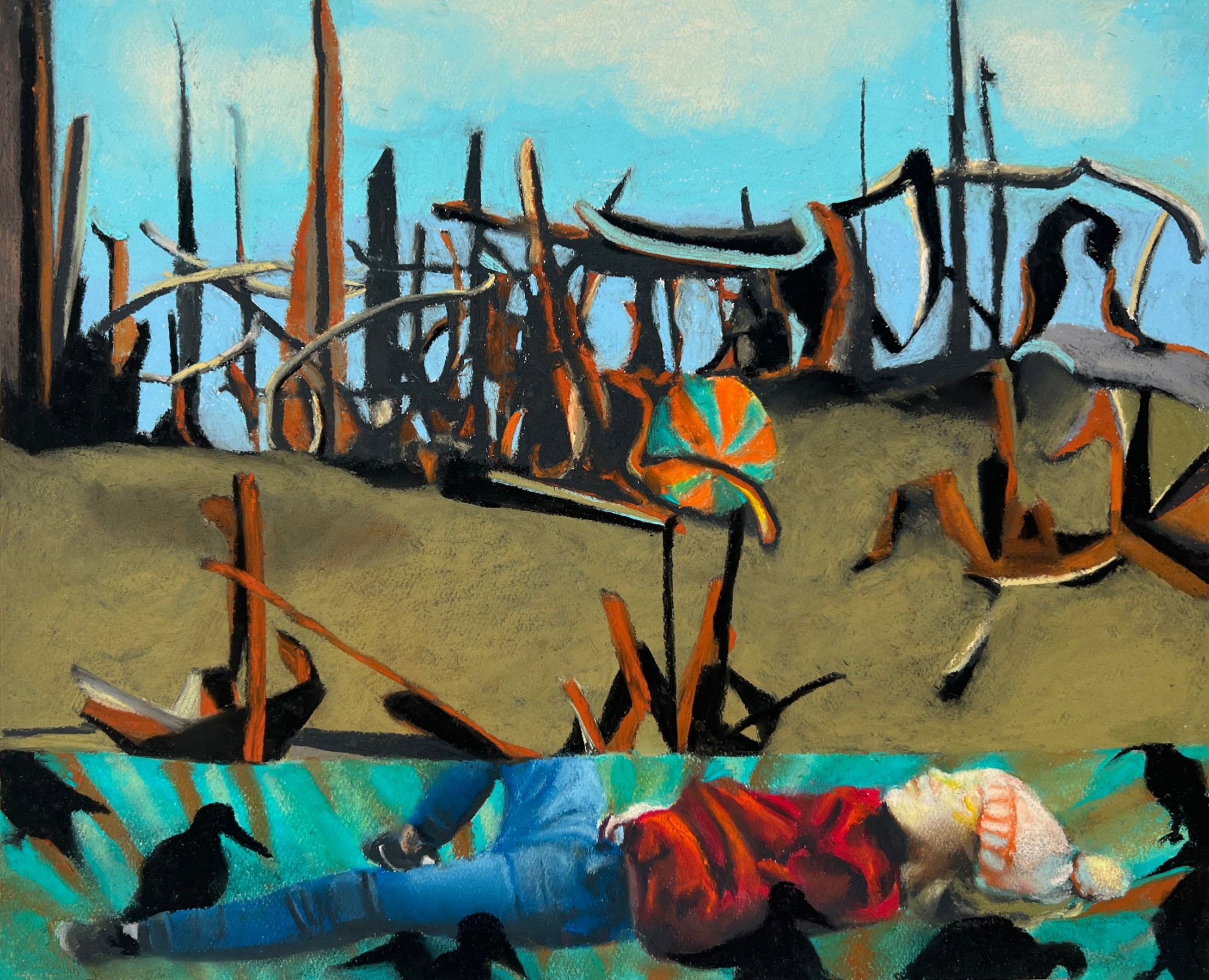 Lavi Daniel, The Artifice and the Dreamer, 2022, Pastel on paper