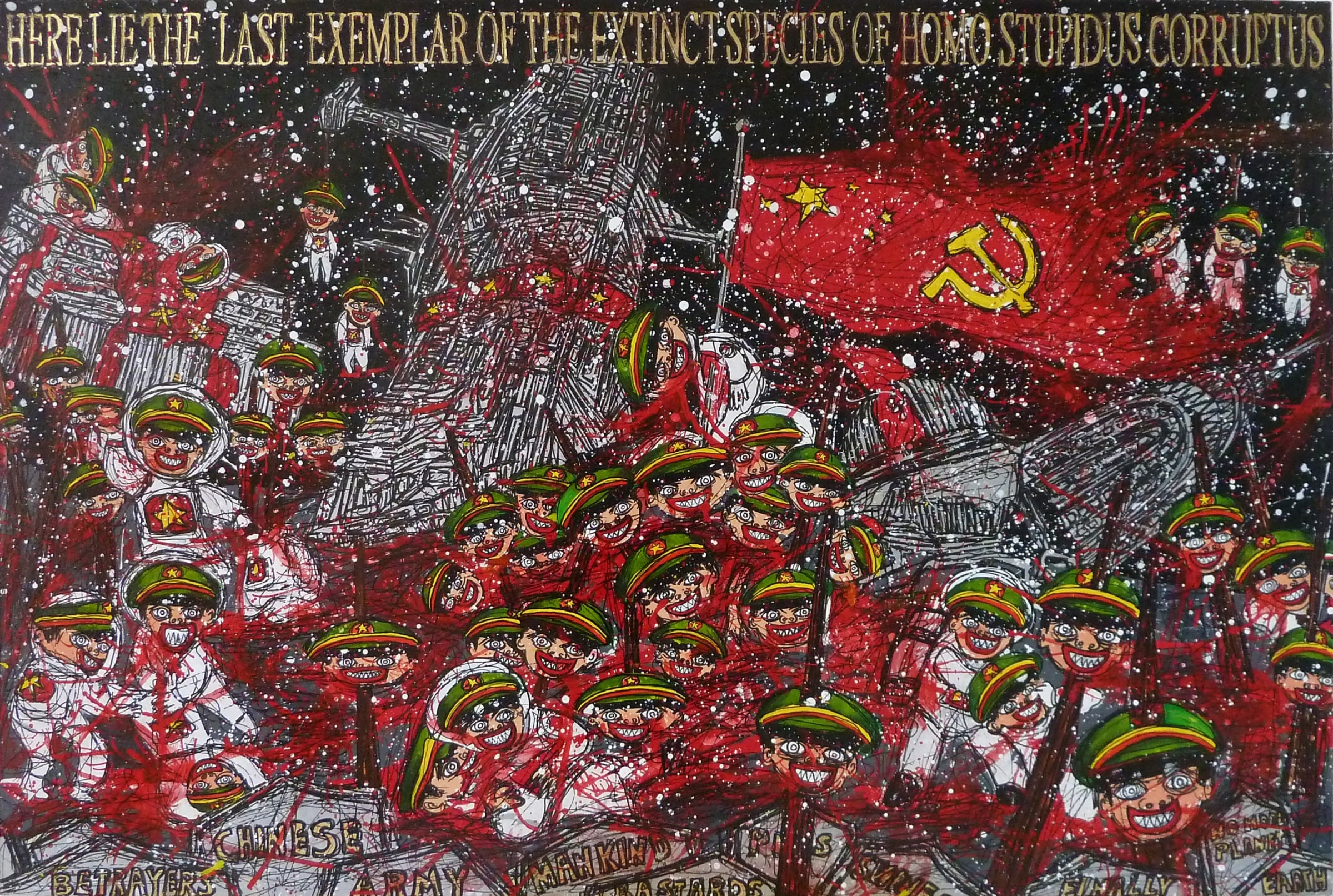 Federico Solmi Here Lie the Last Exemplar of the Extinct Species of Homo Stupidus Corruptus,&nbsp;2011