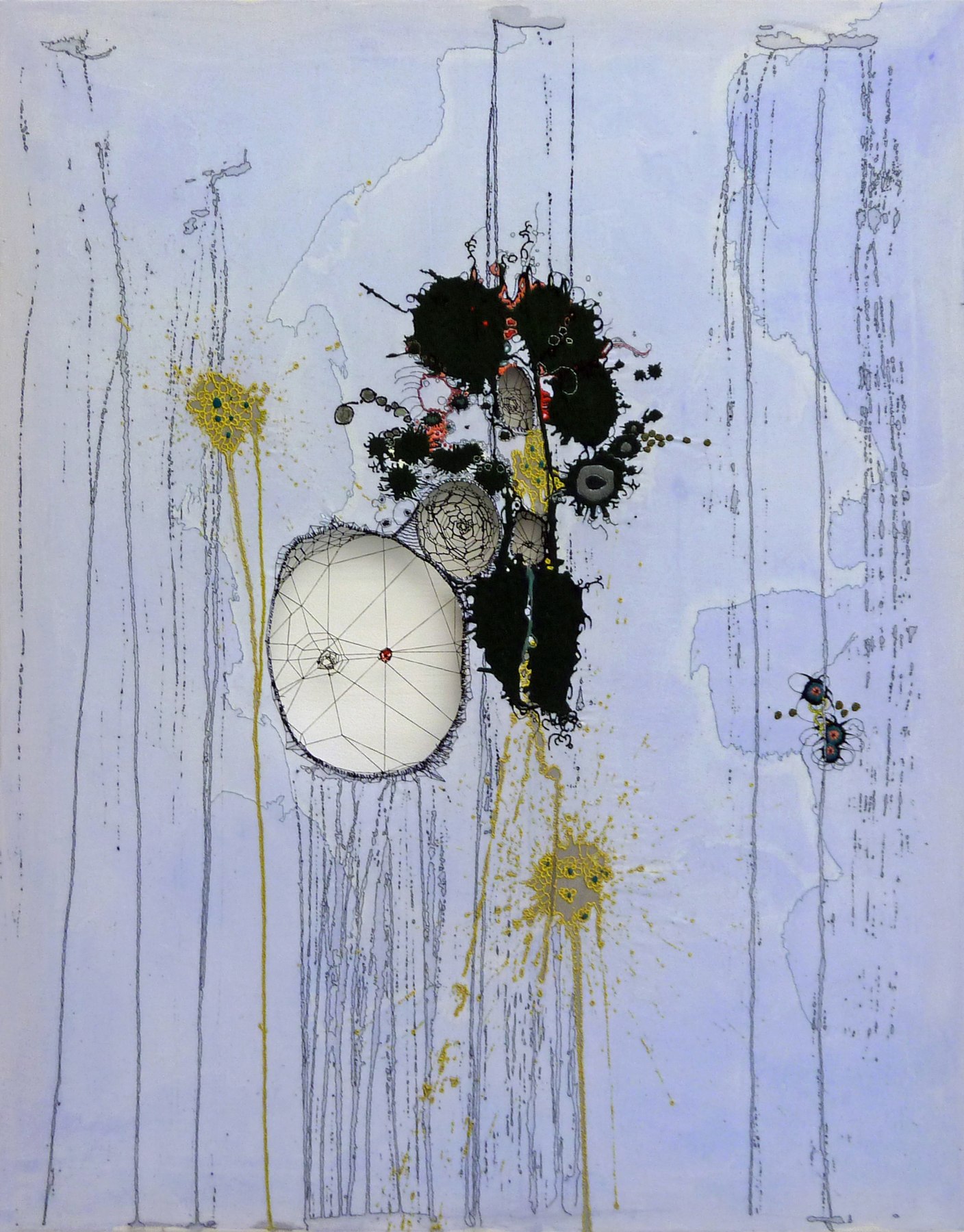 Nava Lubelski Ounce of Cure, 2010 Thread on stained canvas ​48 x 36 in.