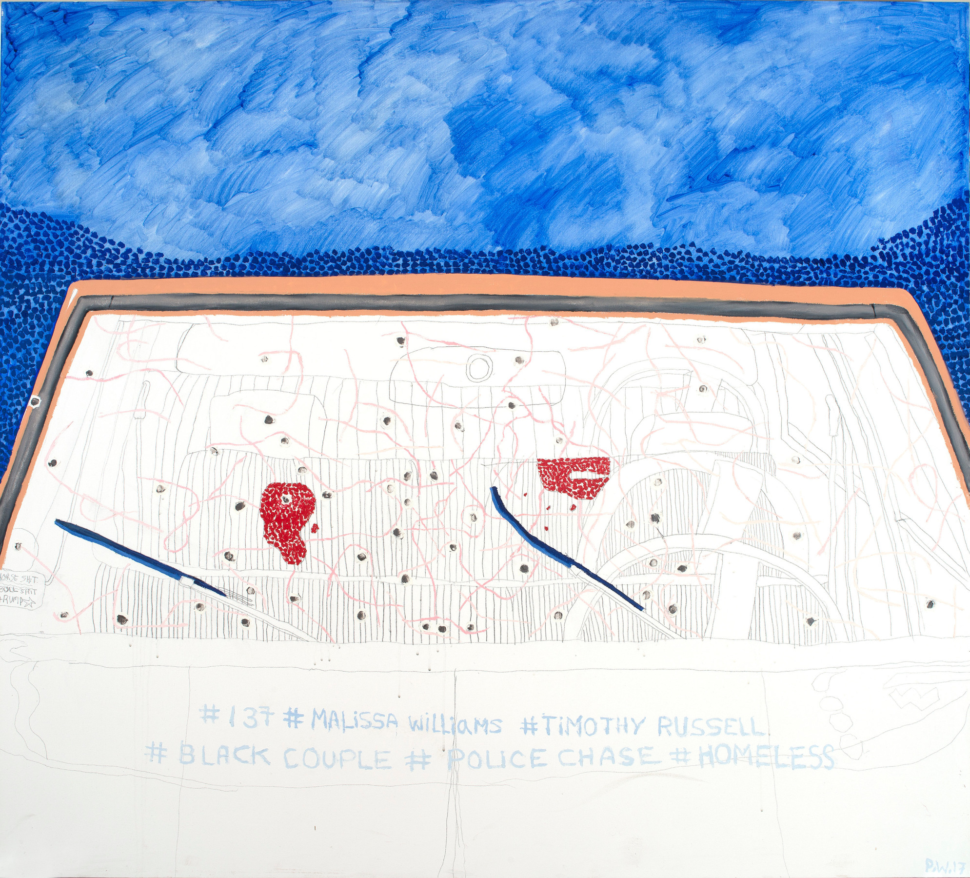 Peter Williams #137, 2017 Oil on canvas with pencil 60 x 66 in.