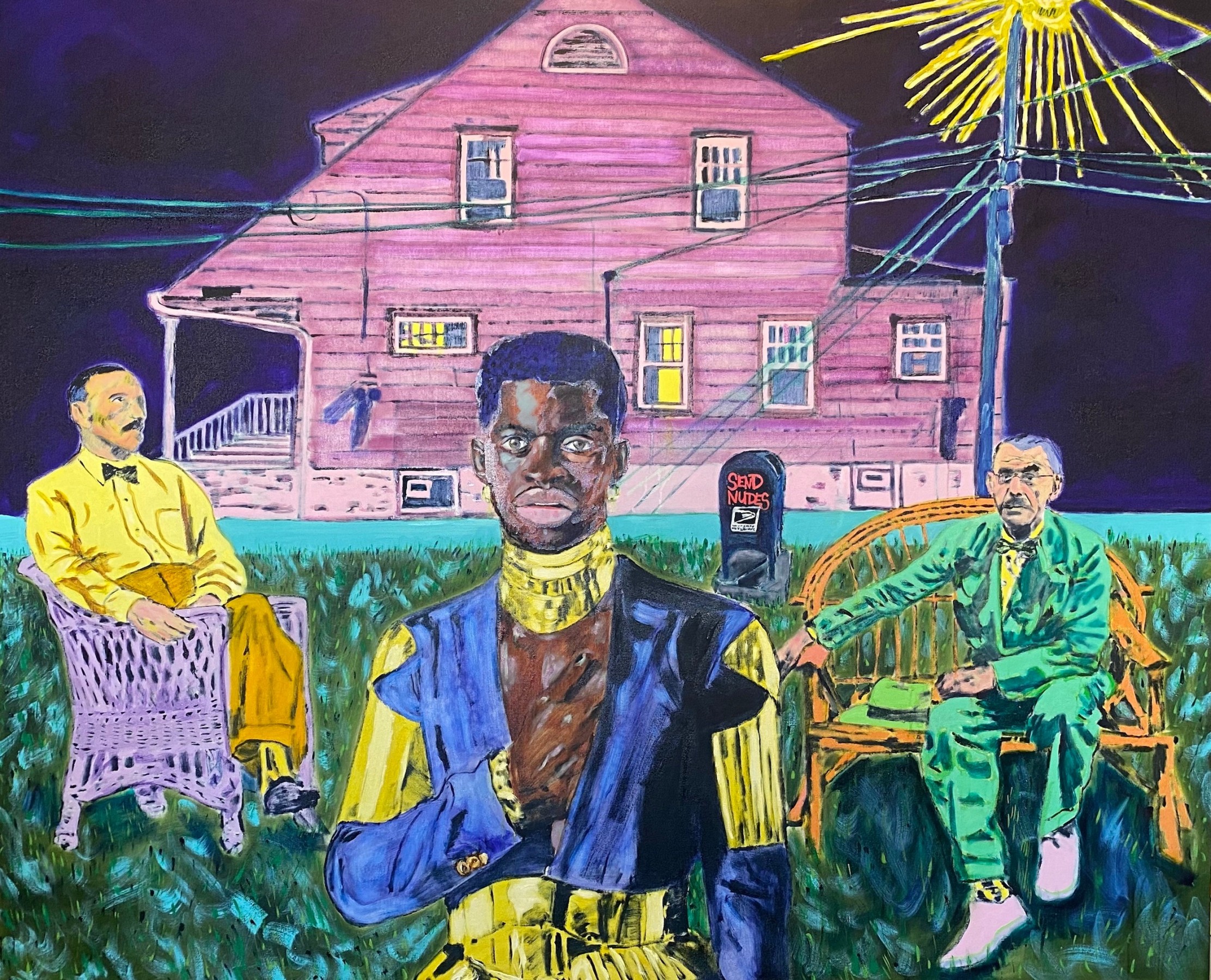 John Brooks, Hello, Friend From the Road, 2022, Oil on canvas, ​​​​​​​66 x 80 in.