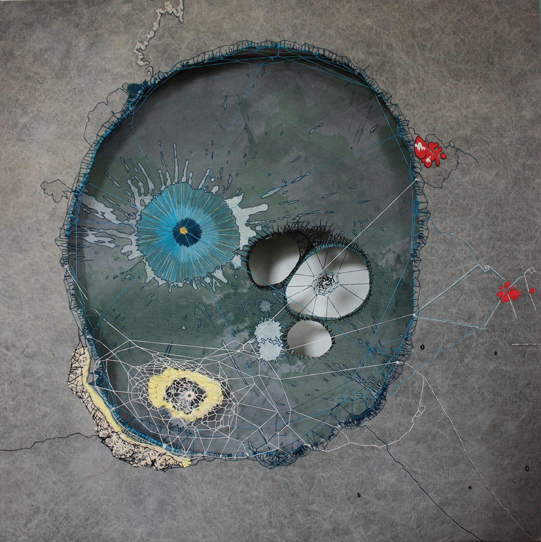 Nava Lubelski 003,2010 Thread on stained canvas (double layer) ​24 x 24 in.