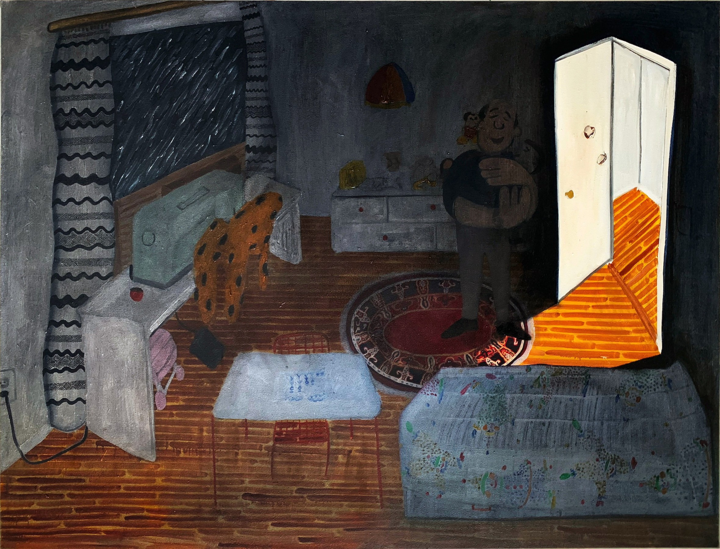 Aaron Maier-Carretero, waltzing with bears, 2020, Oil on canvas, 55 x 72 in.