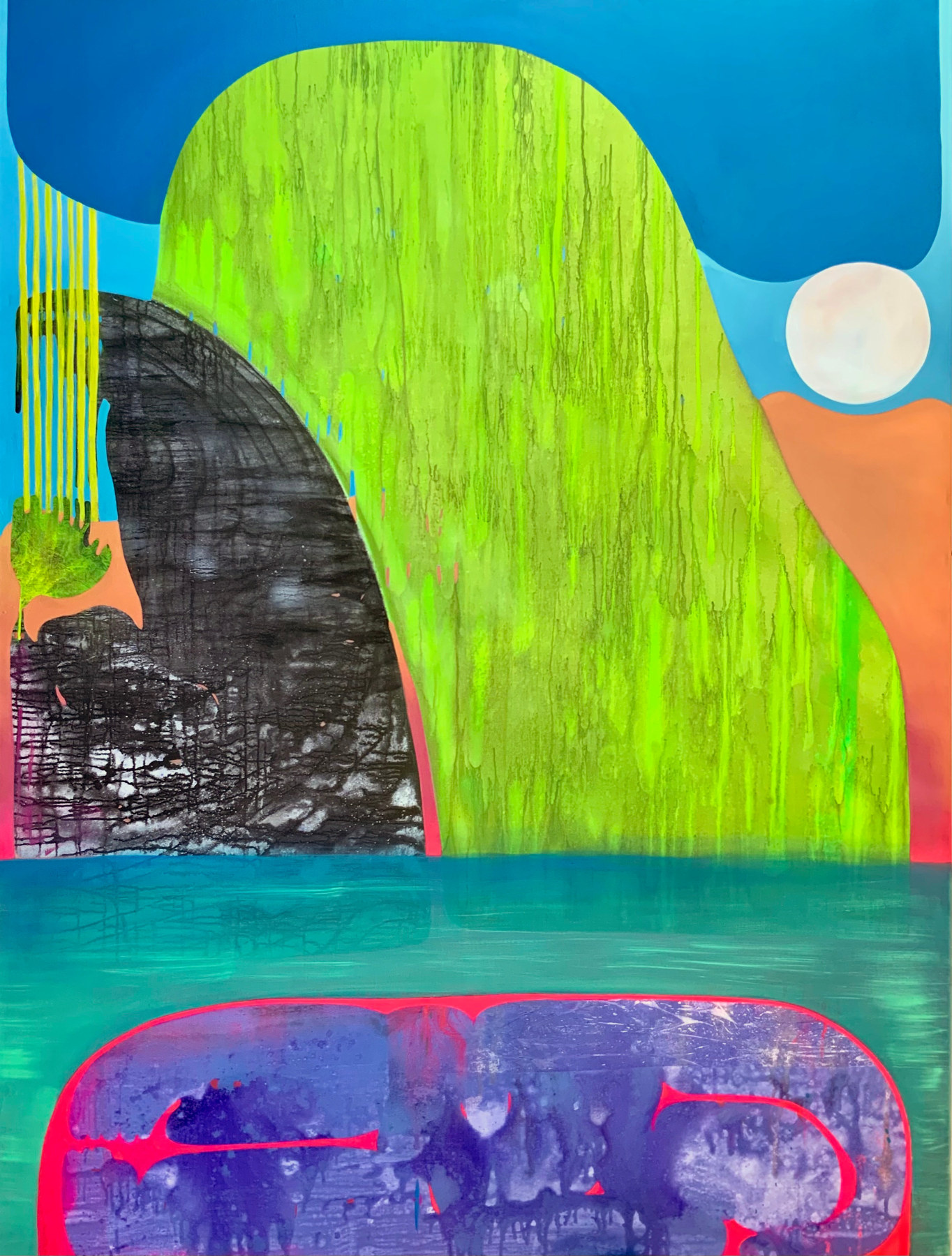 Vian Sora, Dilmun, 2022, Oil and mixed media on canvas, 80 x 60 in.