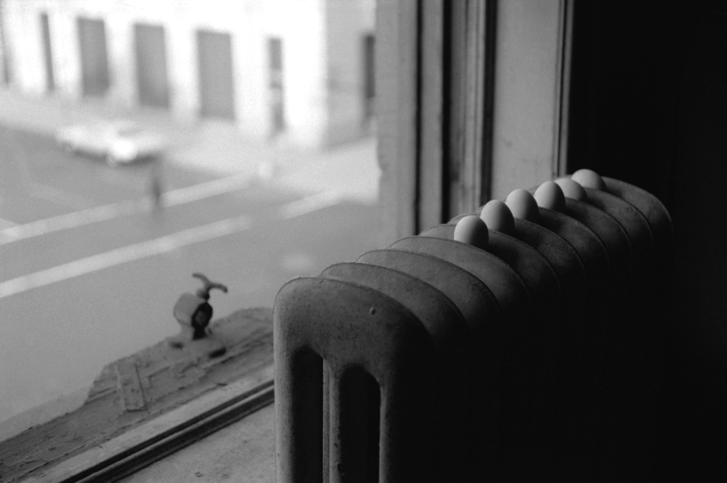 Louise Lawler photograph of eggs on a radiator