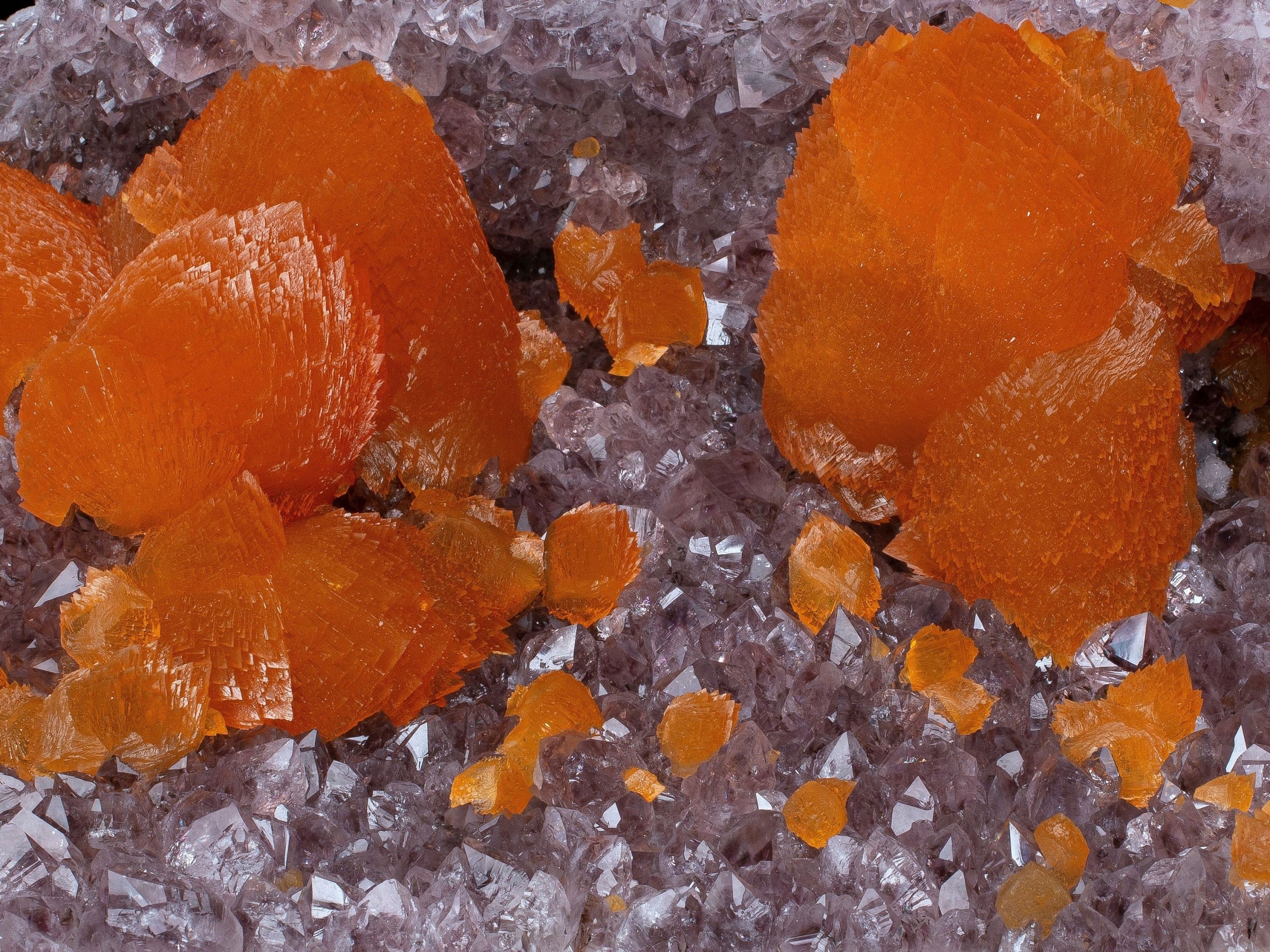 Calcite on Amethyst Brazil