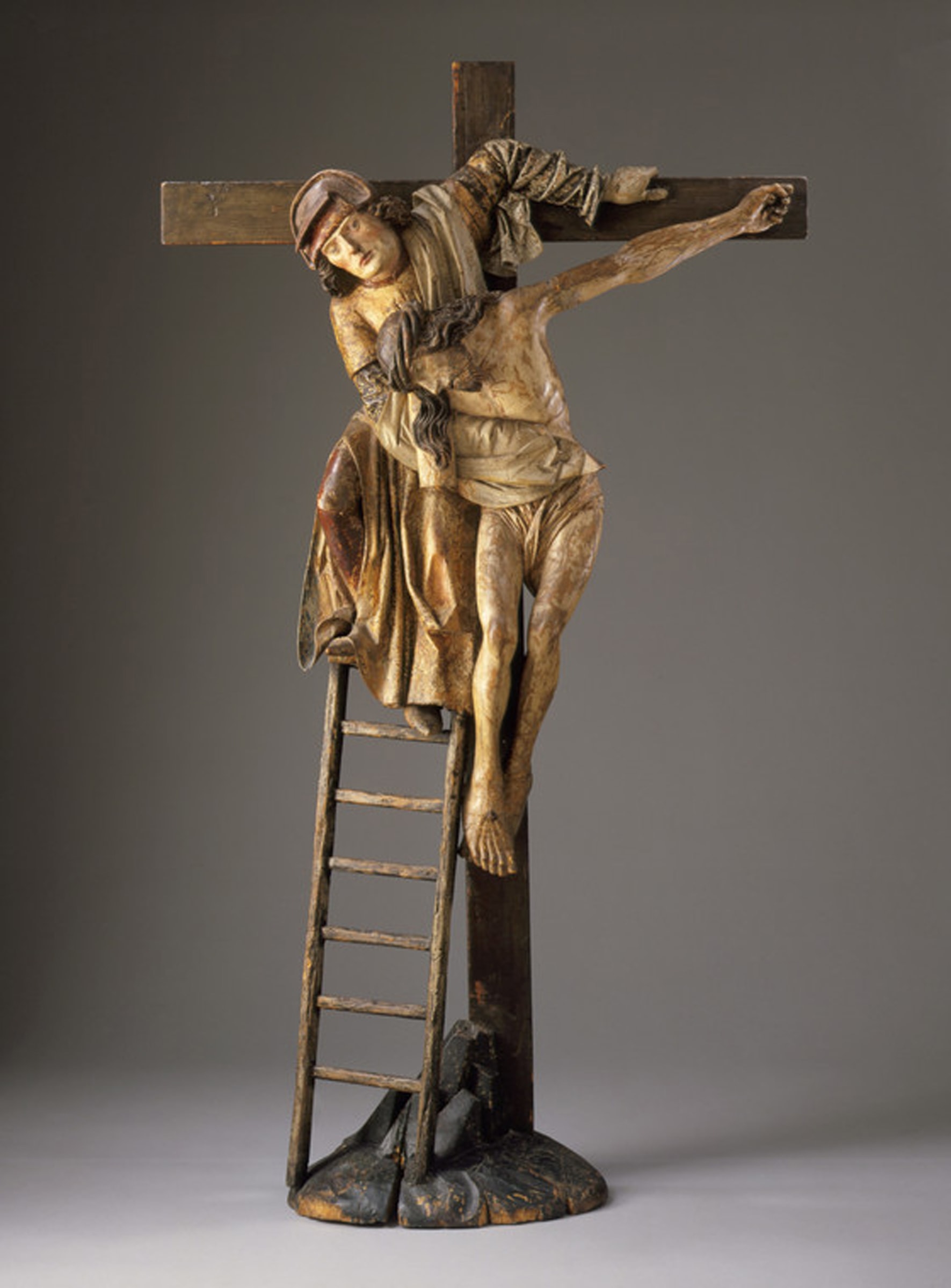 Circle of Daniel Mauch
Descent from the Cross, circa 1515
polychromed linden wood
70 &amp;times; 45 &amp;times; 10 inches (177.8 &amp;times; 114.3 &amp;times; 25.4 cm)
Collection of the Los Angeles County Museum of Art
Gift of Mrs. William May Garland and John Jewett Garland&amp;nbsp;