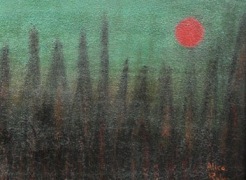 ALICE RAHON (1904-1987), Untitled (Landscape with Red Moon), c. 1940