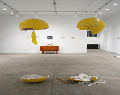 Mounted sculptures, installation view