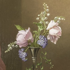 MARTIN JOHNSON HEADE (1819–1904), "Victorian Vase with Flowers of Devotion," about 1871–80. Oil on canvas, 18 x 10 in. Detail.
