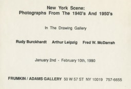 Rudy Burckhardt, Arthur Leipzig & Fred W. McDarrah 1990 drawing gallery Exhibition Announcement