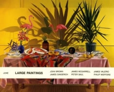 'Large Paintings' exhibition announcement picturing James Valerio, 'Tropical Still-Life with my Head on a Plate' 1987