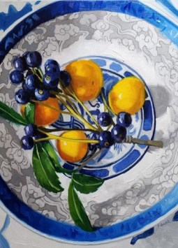 acques Soulas, "Kumquats in a Blue Plate"
