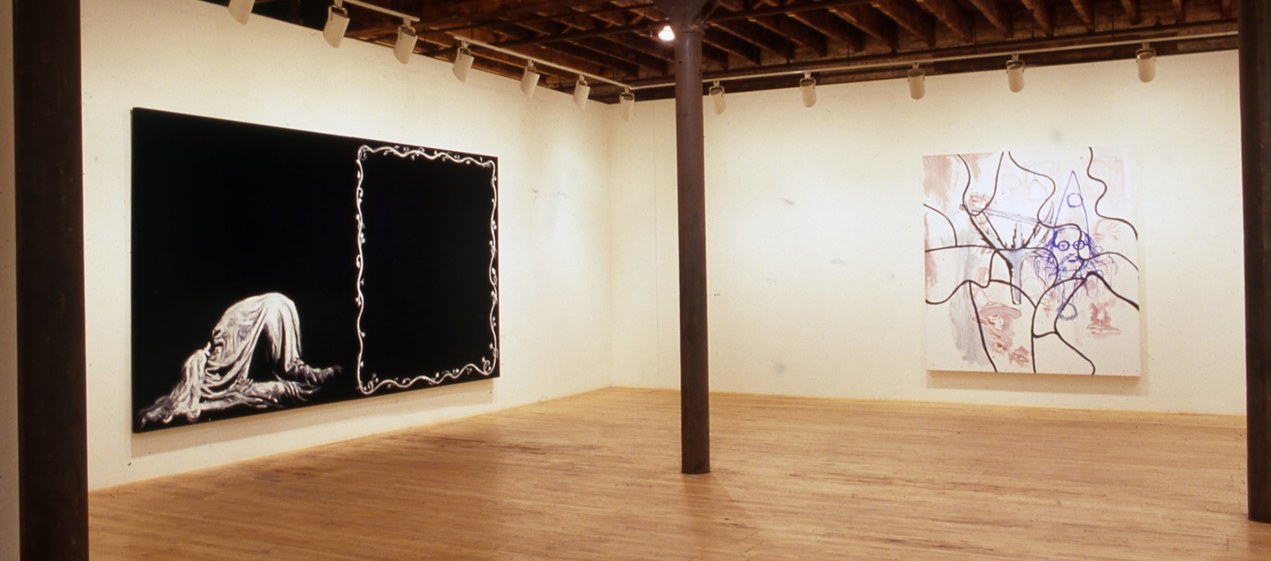Installation view at Young Hoffman Gallery, Julian Schnabel, Ornamental Despair, Paintings and Works on Paper, 1980