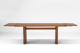 Pierre Chapo &quot;T14C&quot; dining table straight view with &quot;D08&quot; extensions